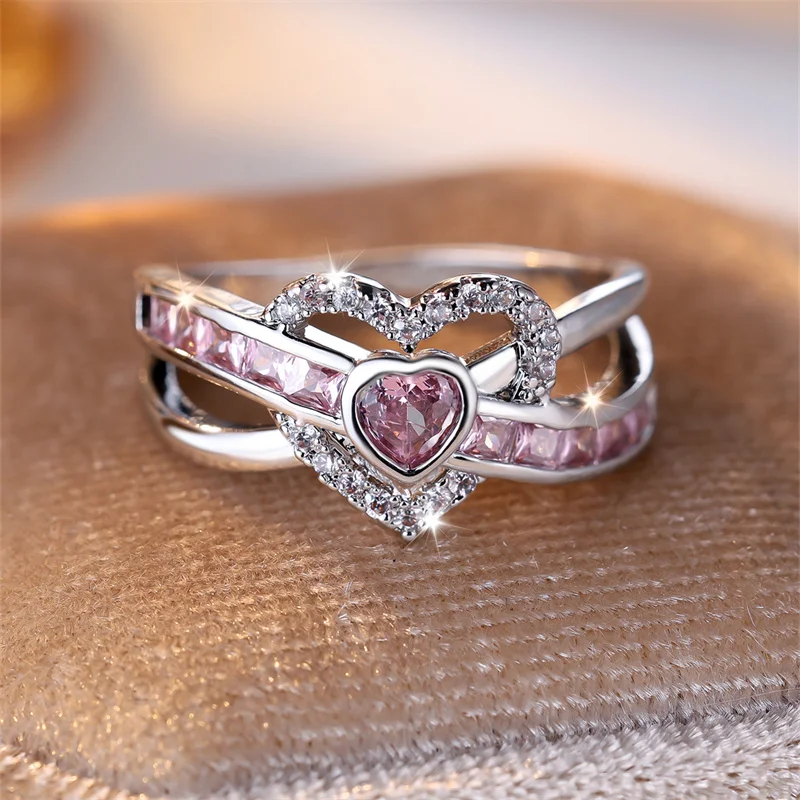 Luxury Pink Diamond Cut Wave 925 Sterling Silver Promise Ring - Image 6