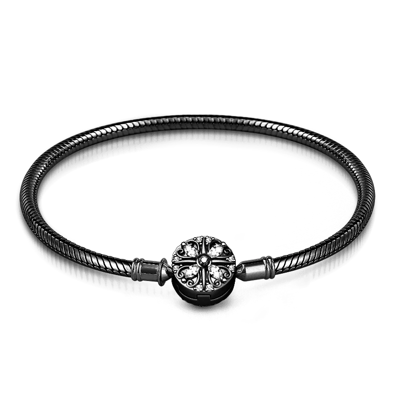 Midnight Clover Sterling Silver Bracelet