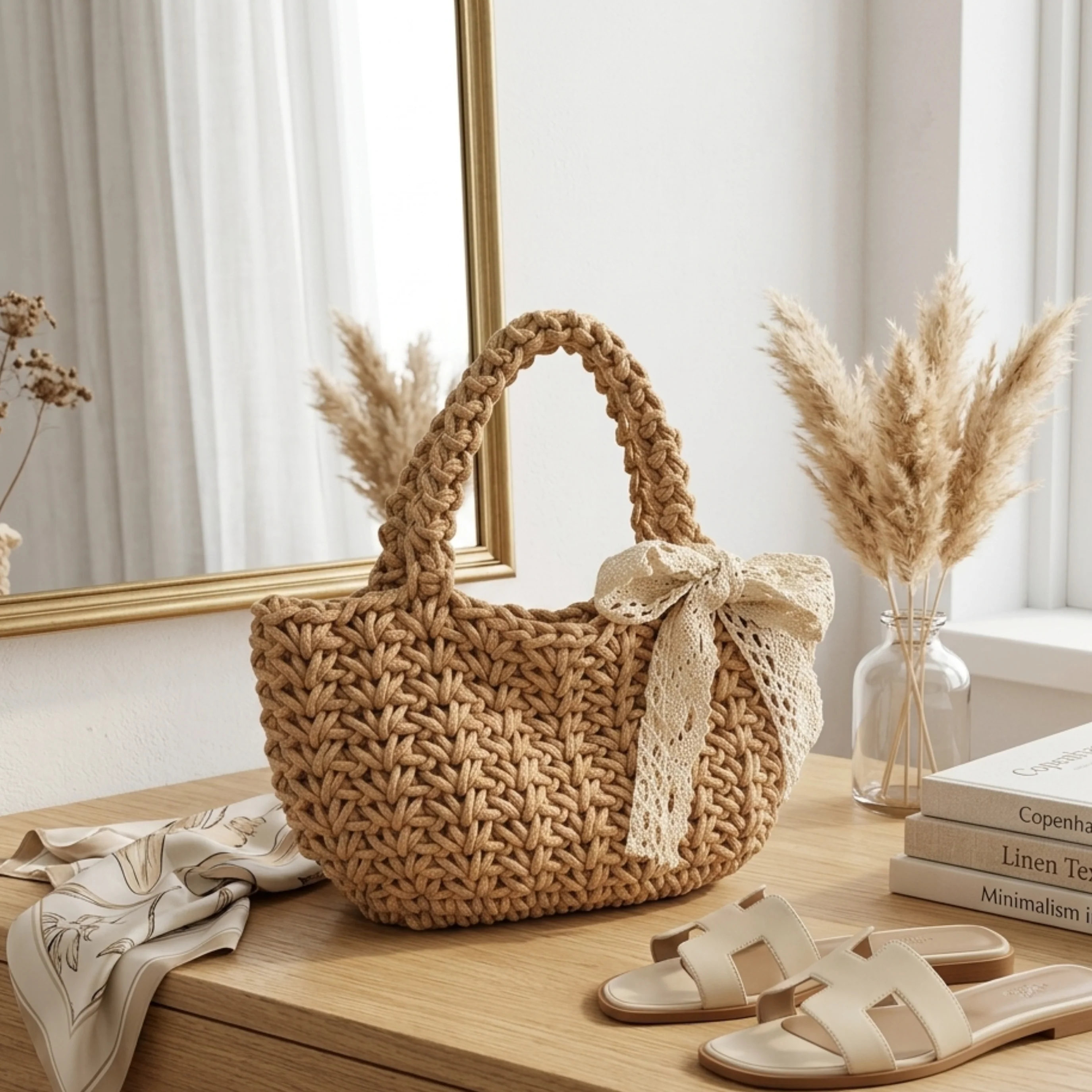 Minimalist Soft Weave Tote Handbag - Sustainable Bag - Image 2