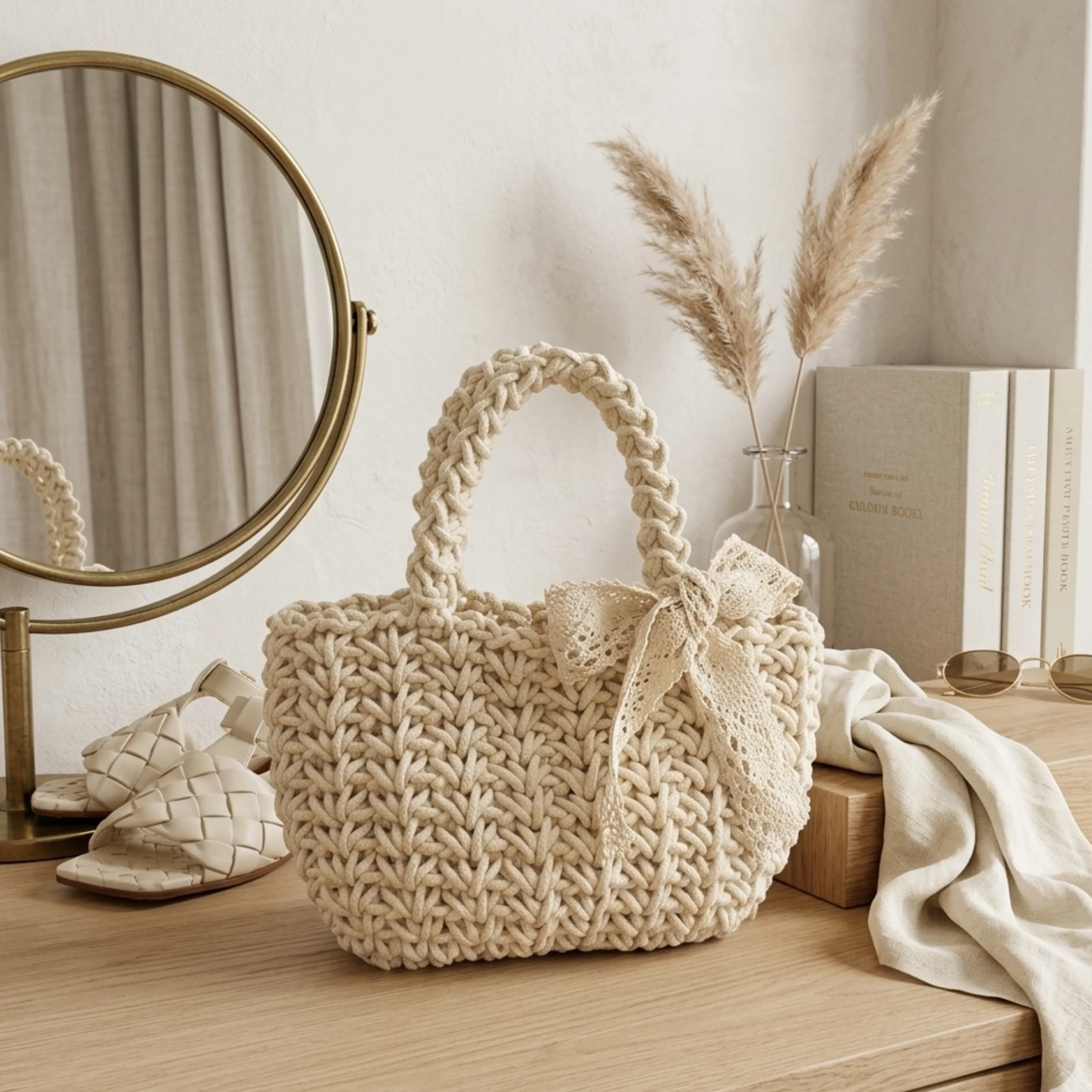 Minimalist Soft Weave Tote Handbag - Sustainable Bag - Image 3