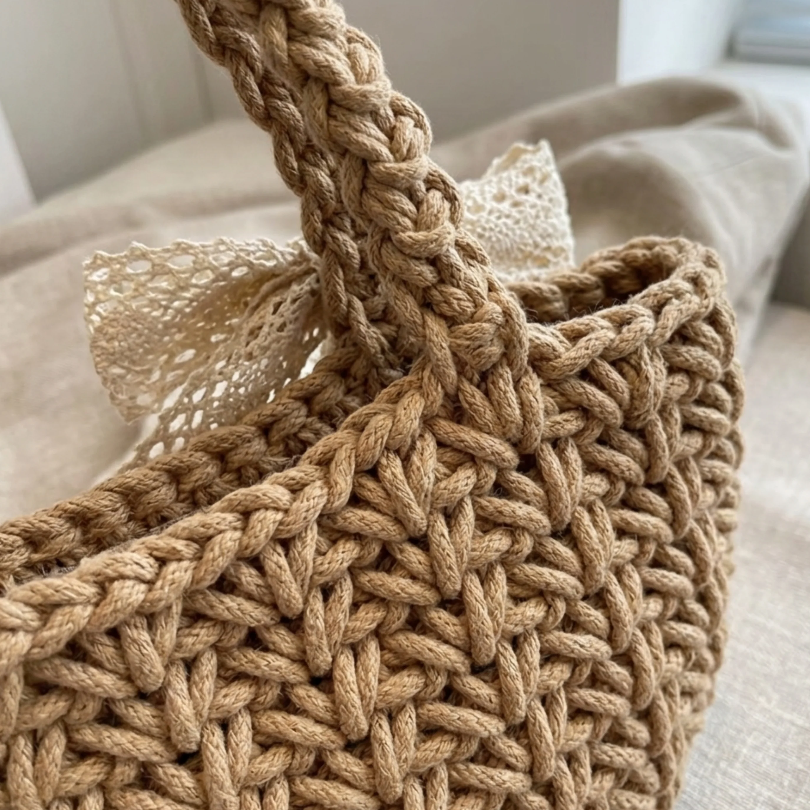 Minimalist Soft Weave Tote Handbag - Sustainable Bag - Image 6