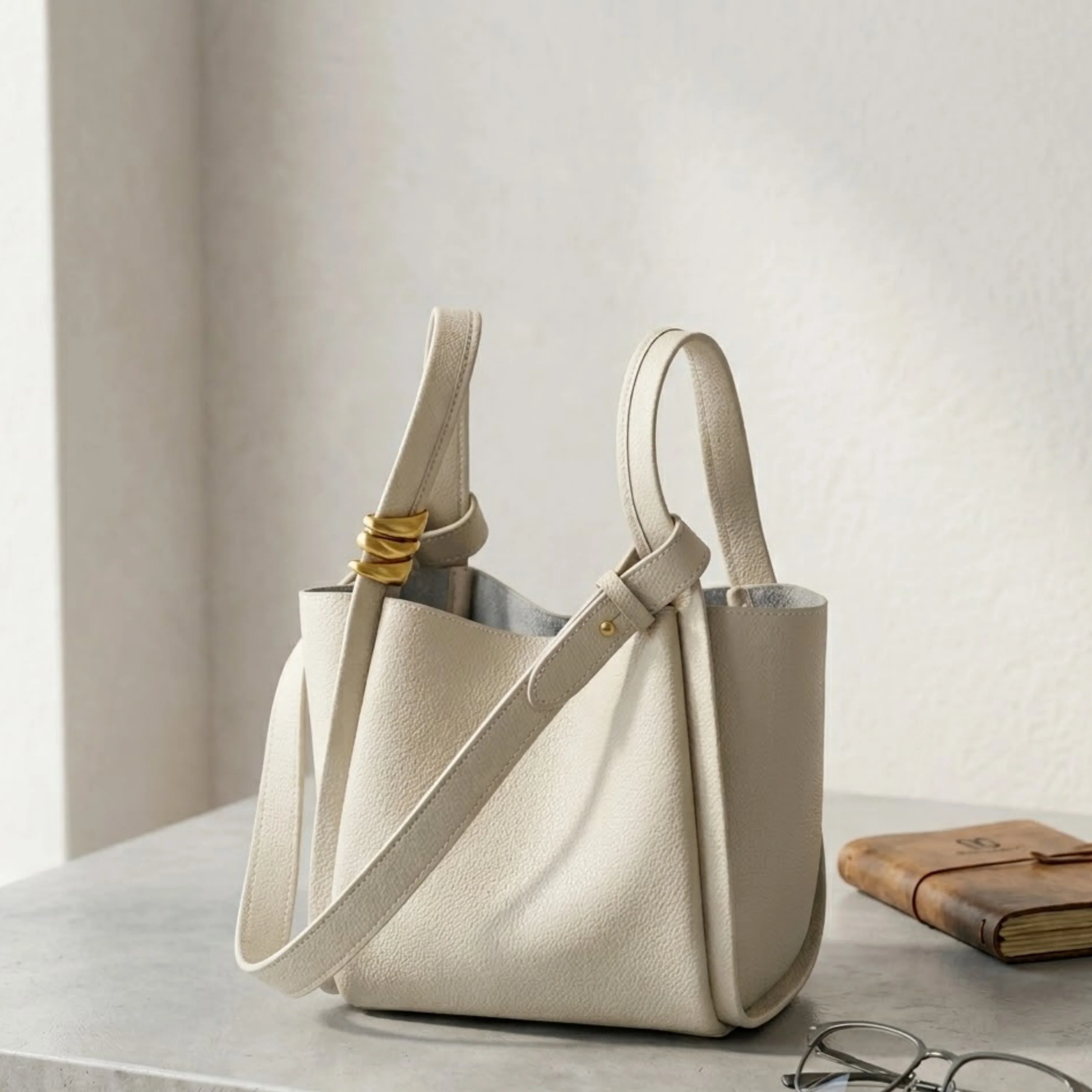 Nyra Genuine Leather Crossbody Bucket Bag - Image 2
