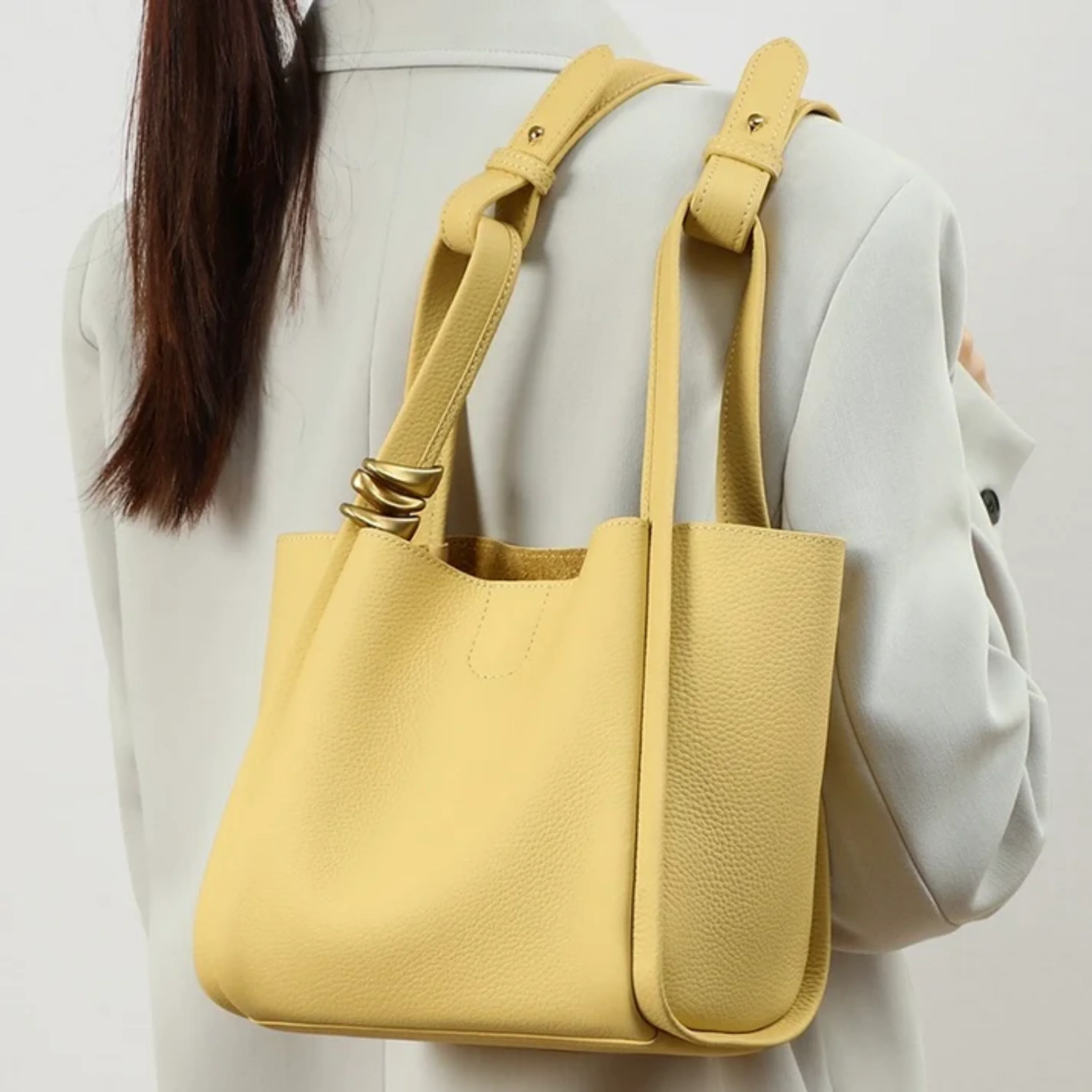 Nyra Genuine Leather Crossbody Bucket Bag - Image 3
