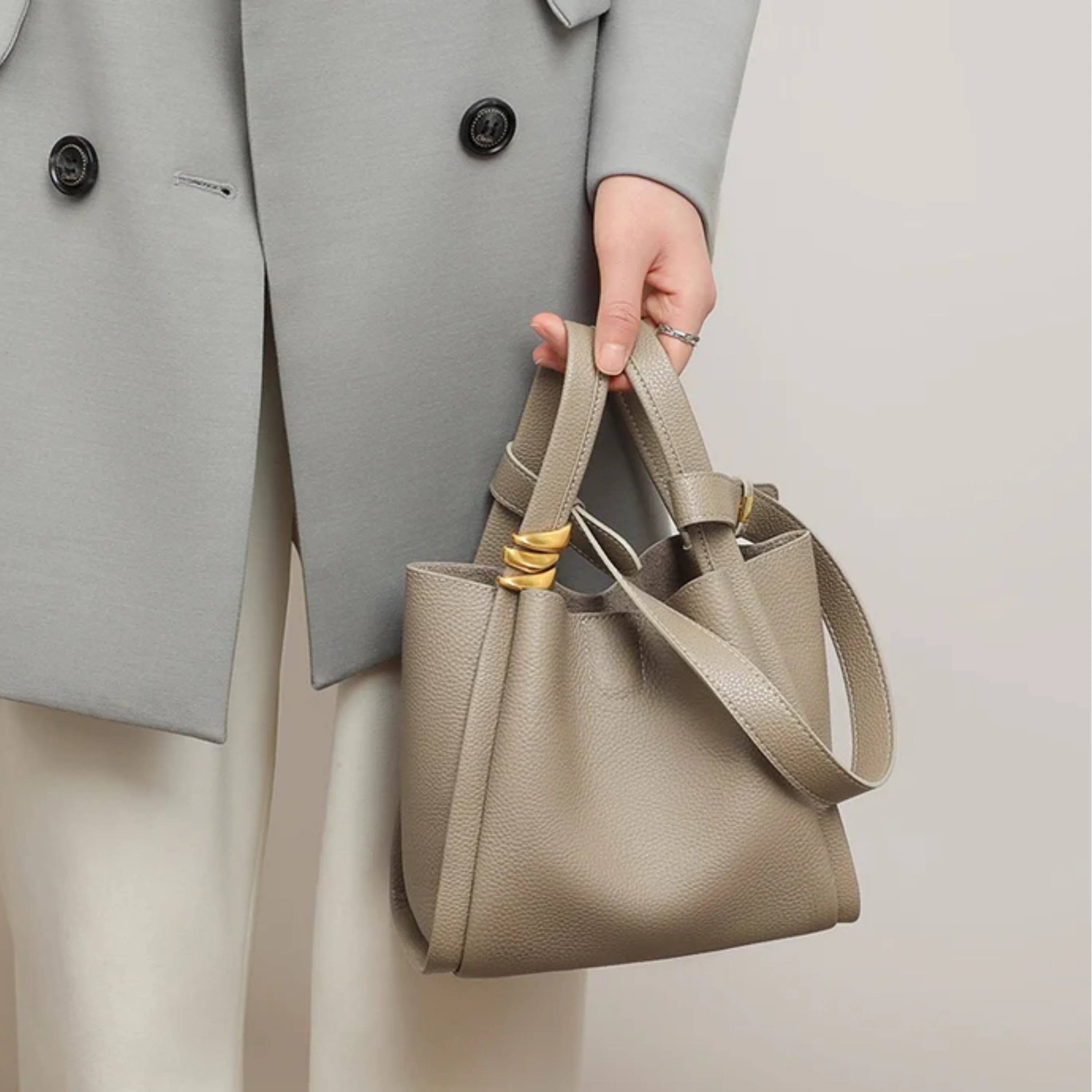 Nyra Genuine Leather Crossbody Bucket Bag - Image 5