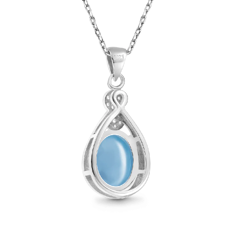 Ocean's Embrace Natural Aquamarine Pendant Necklace - Image 3