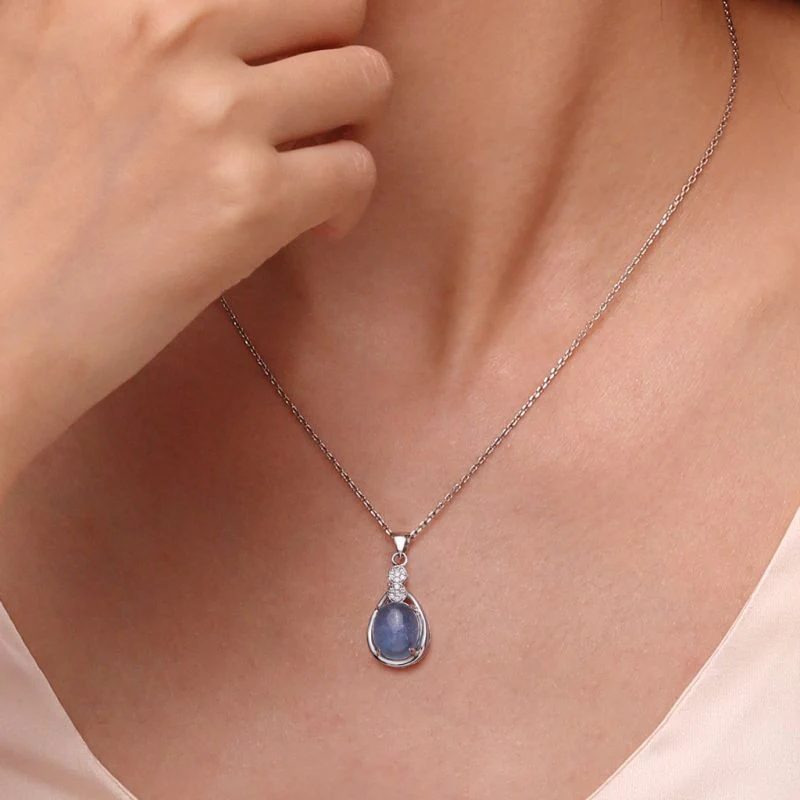 Ocean's Embrace Natural Aquamarine Pendant Necklace - Image 5