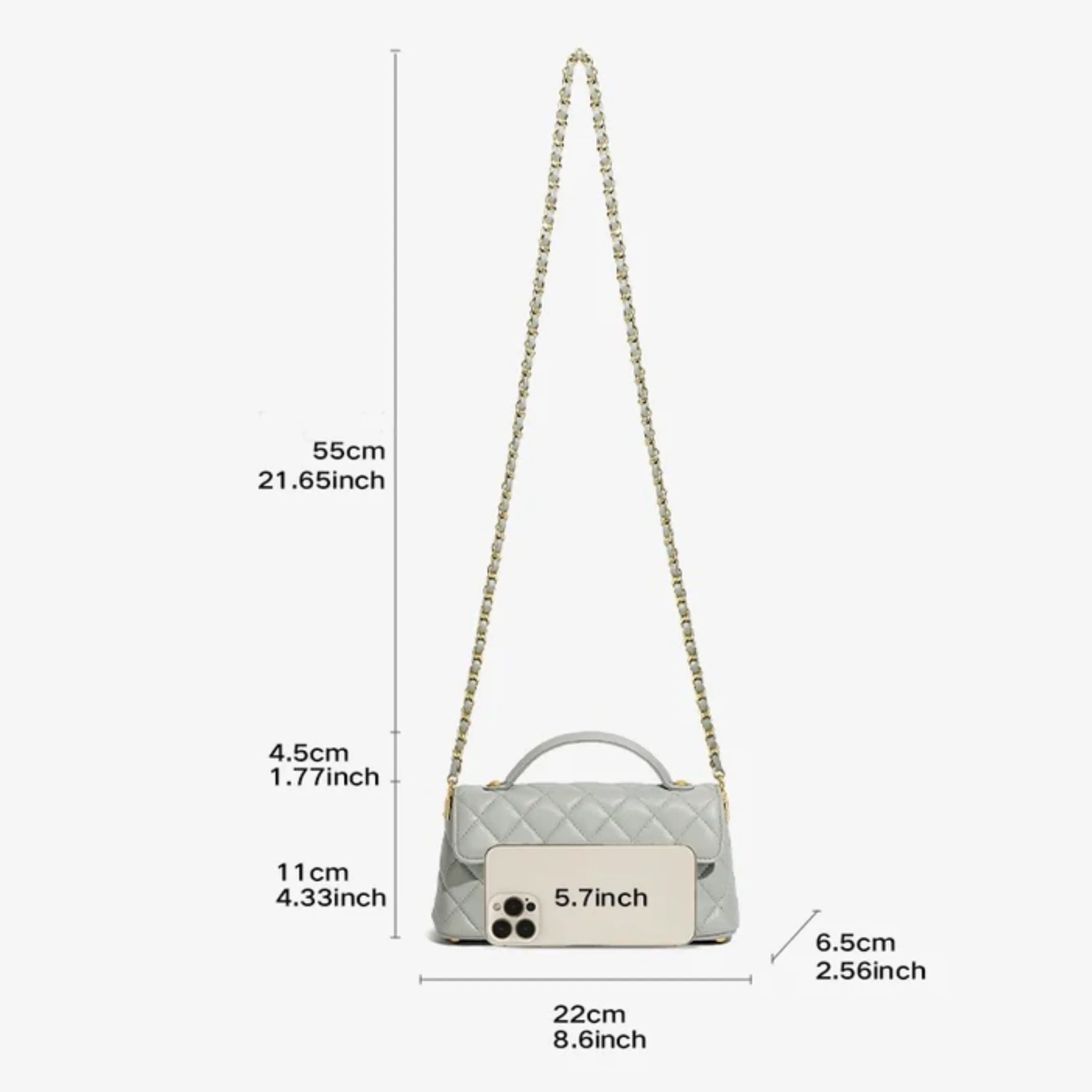 Olythéa Genuine Leather Quilted Chain Shoulder Crossbody Bag - Image 12