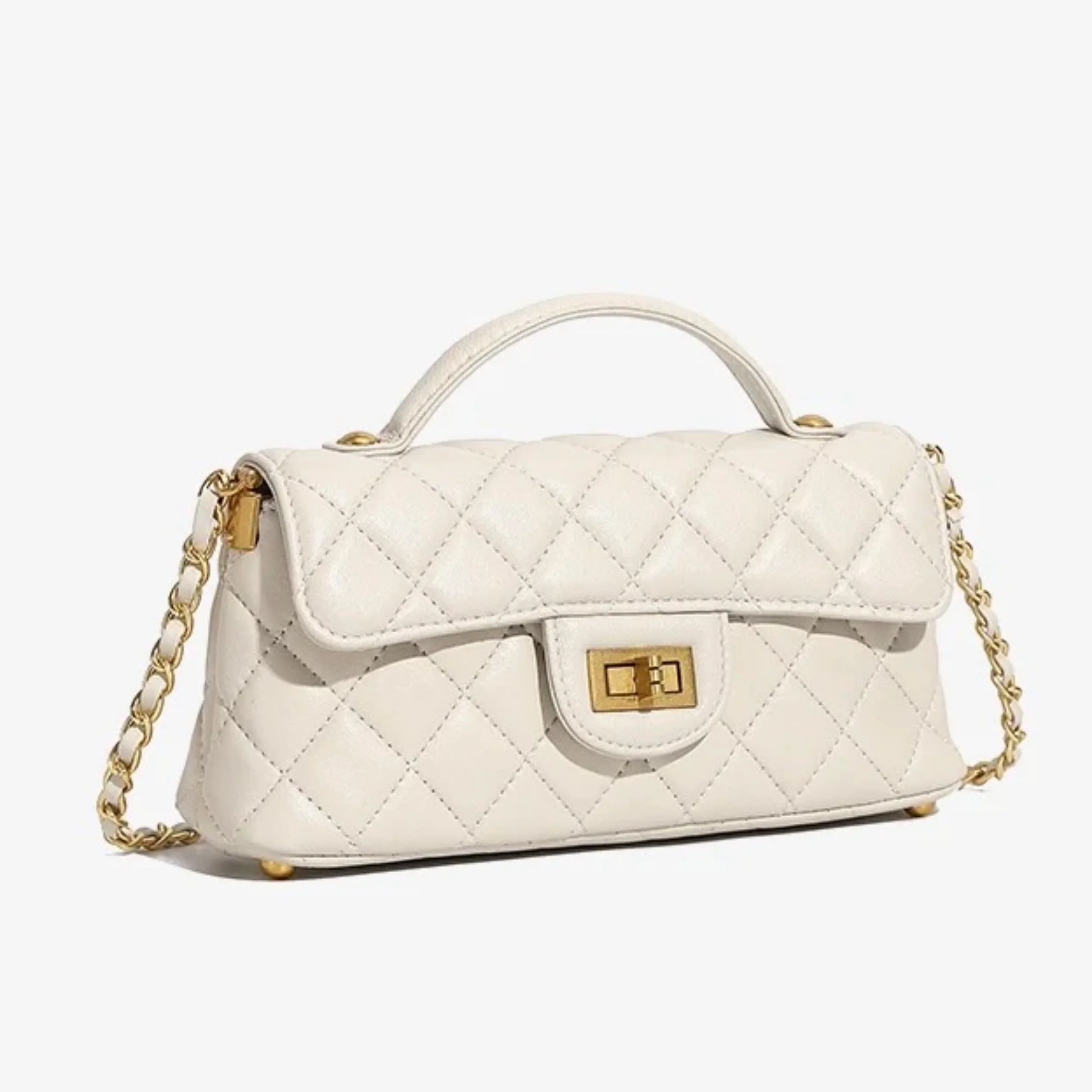 Olythéa Genuine Leather Quilted Chain Shoulder Crossbody Bag - Image 2