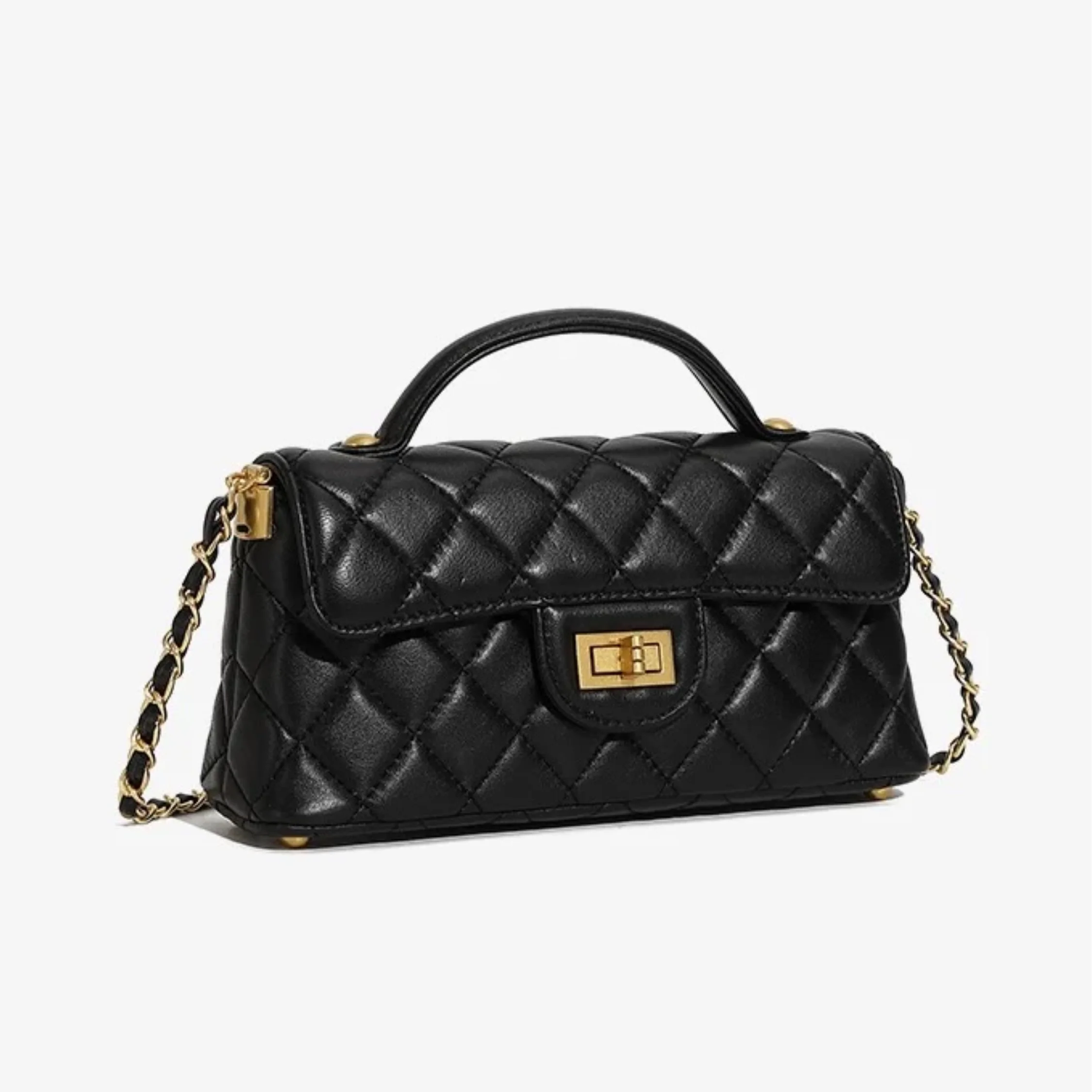 Olythéa Genuine Leather Quilted Chain Shoulder Crossbody Bag - Image 4