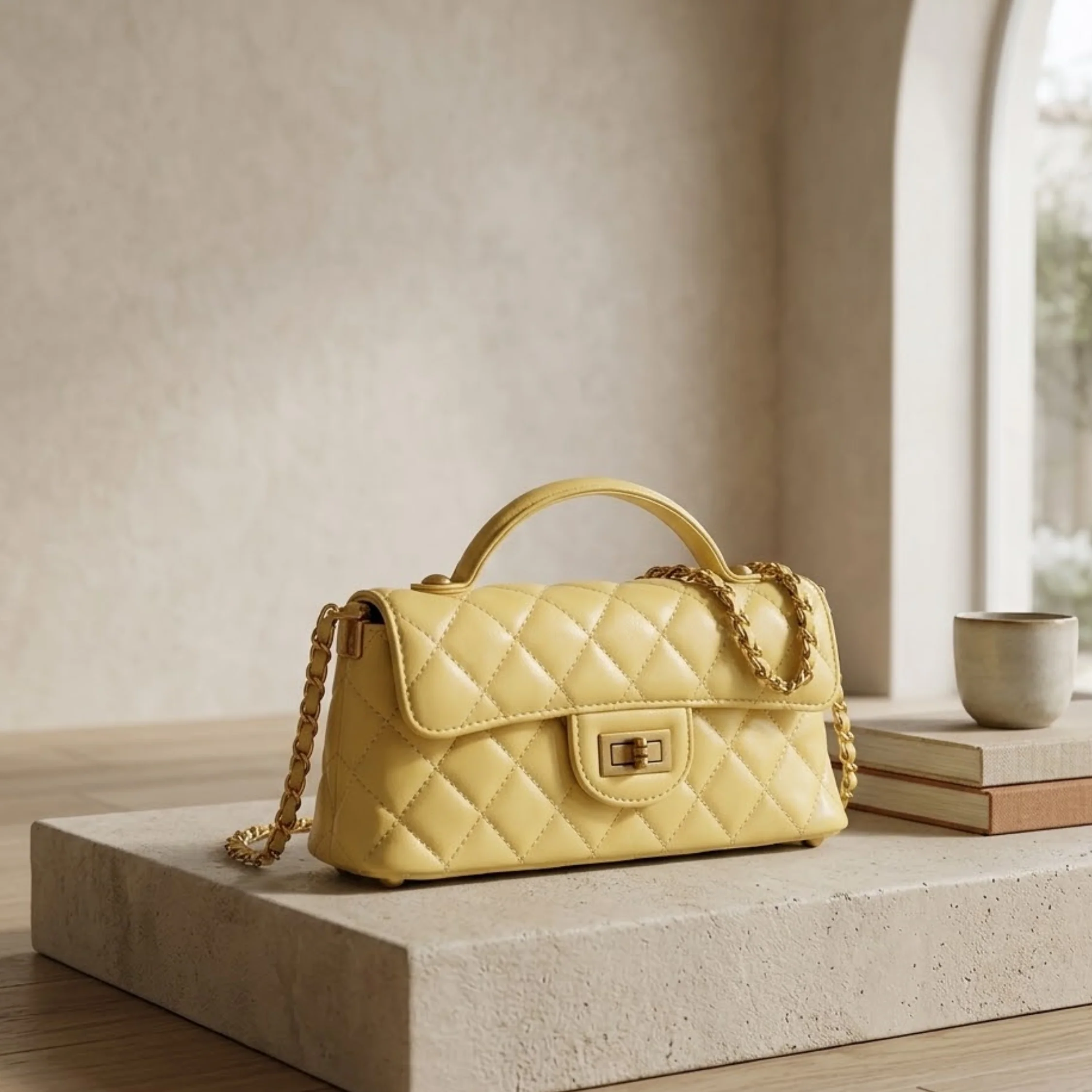 Olythéa Genuine Leather Quilted Chain Shoulder Crossbody Bag - Image 6