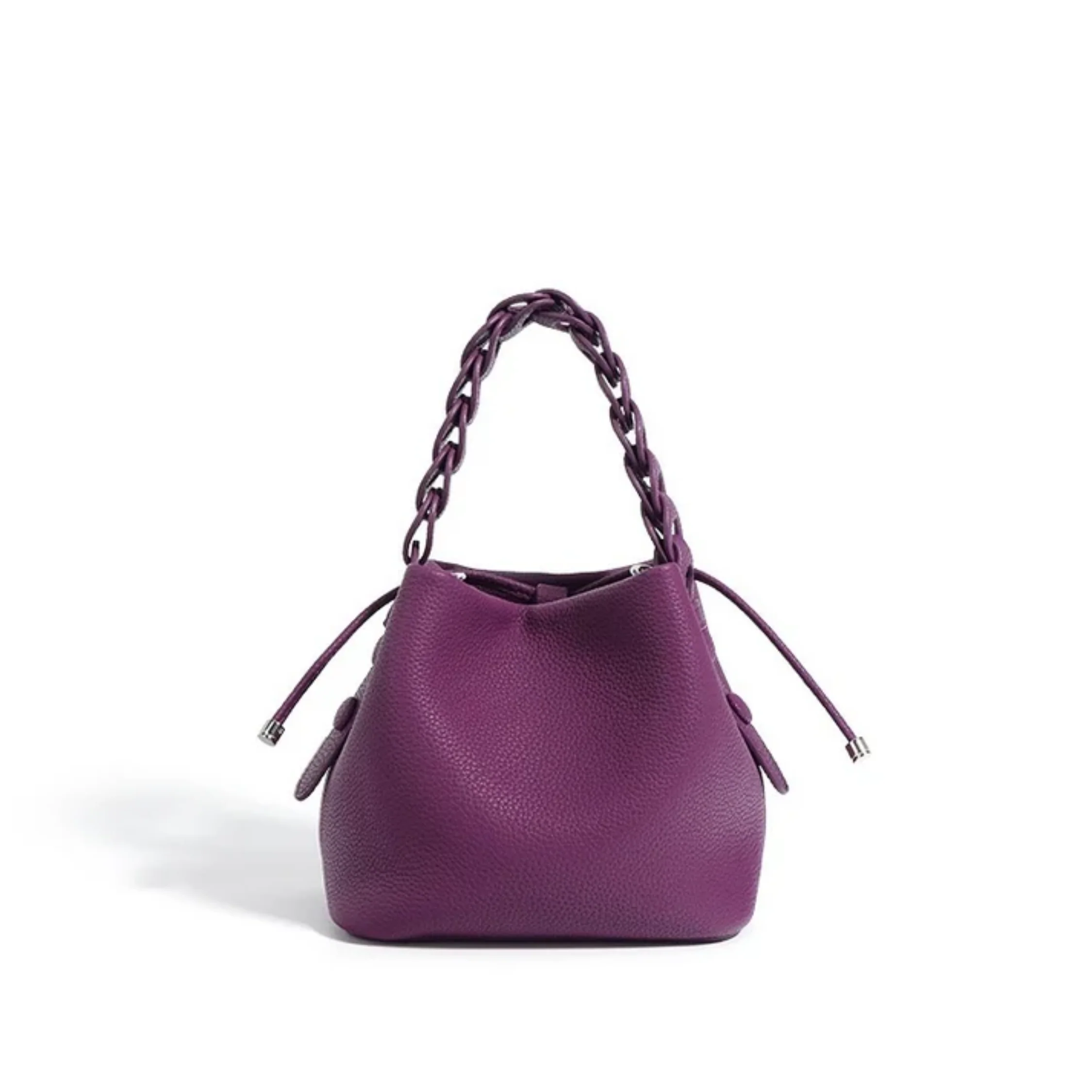 Olythéa Genuine Top-Grain Leather Bucket Bag