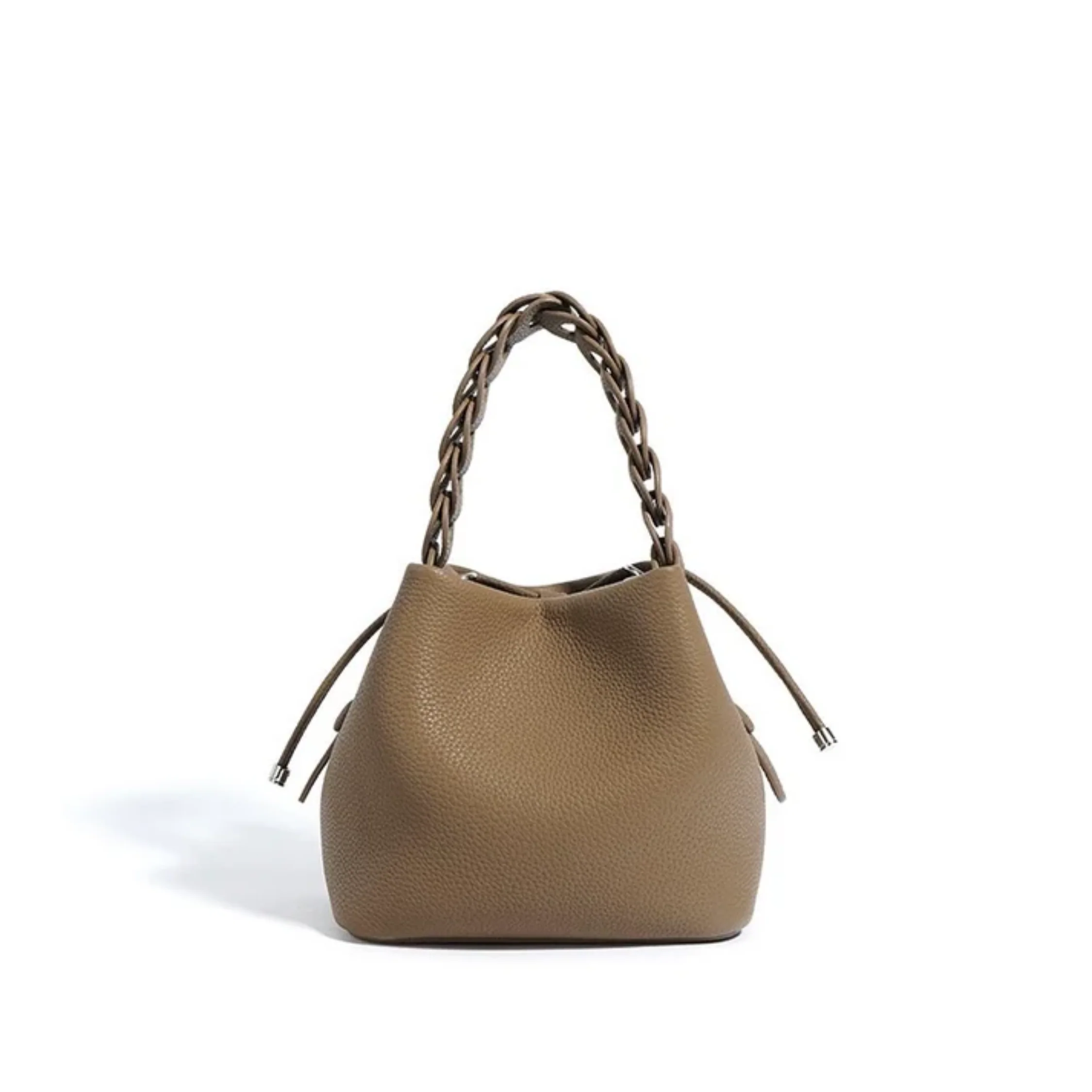 Olythéa Genuine Top-Grain Leather Bucket Bag - Image 5