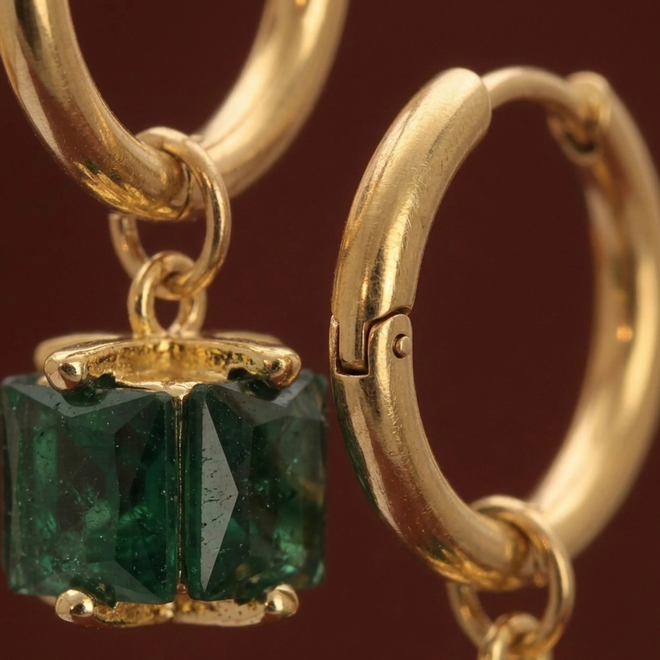 Ovelia Emerald Dangle Hoops - Image 6