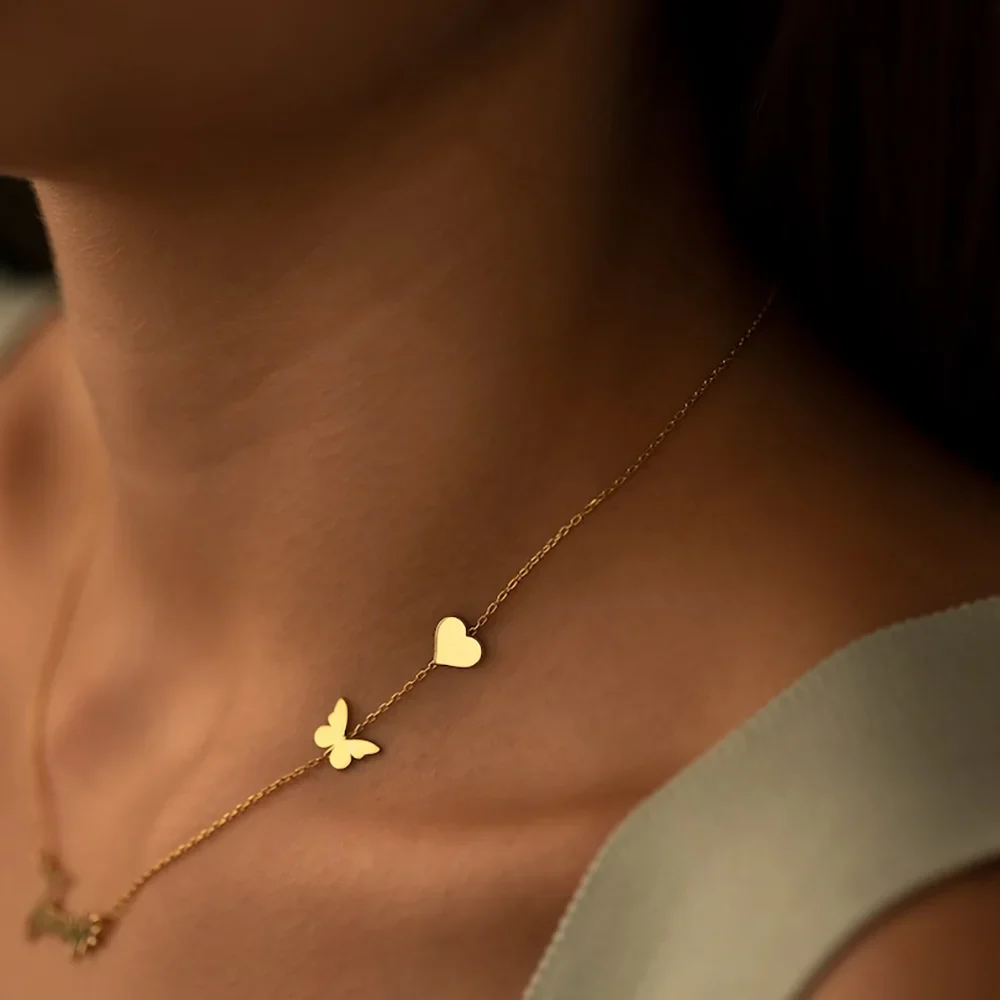 Personalised Lucky Necklace with Heart and Butterfly - Image 5