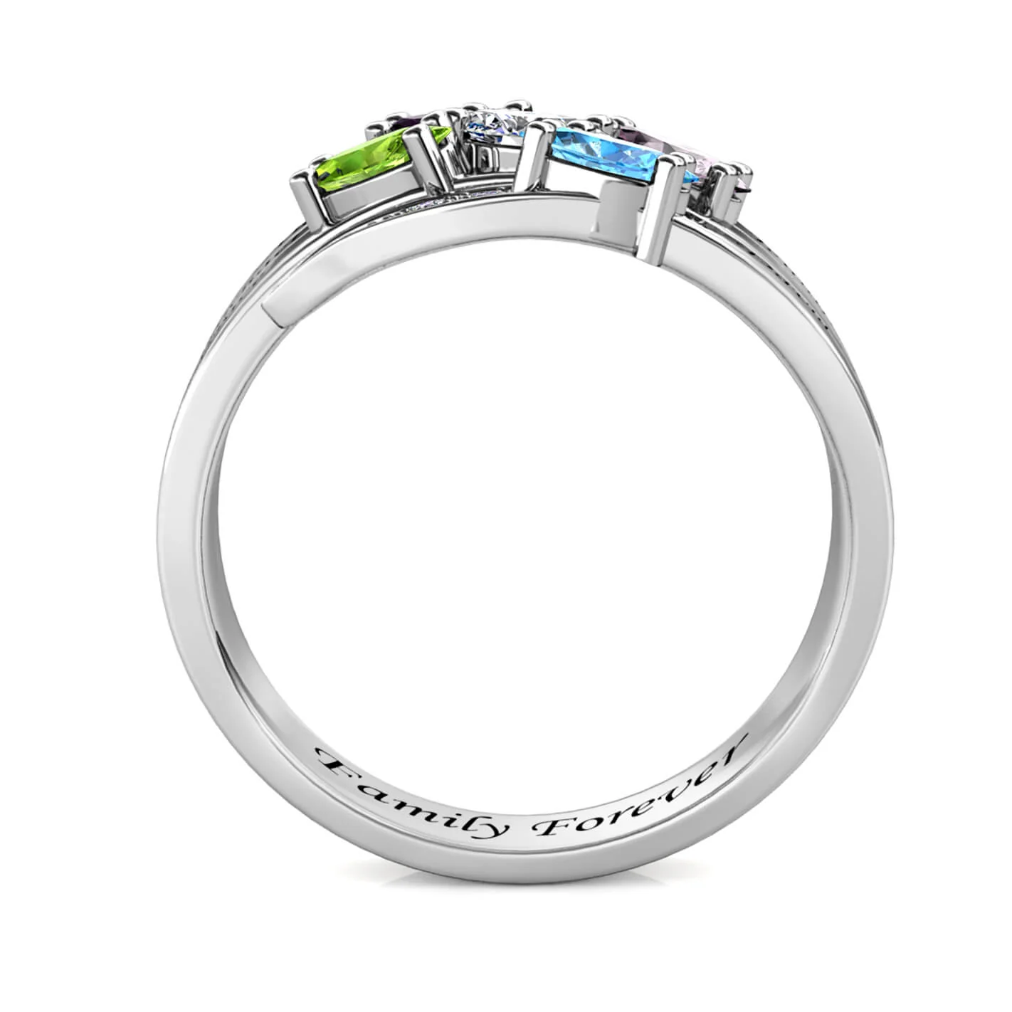 Personalised Ring for Mum, Engraved Name Ring for Her, 5 Birthstones Ring - Image 7