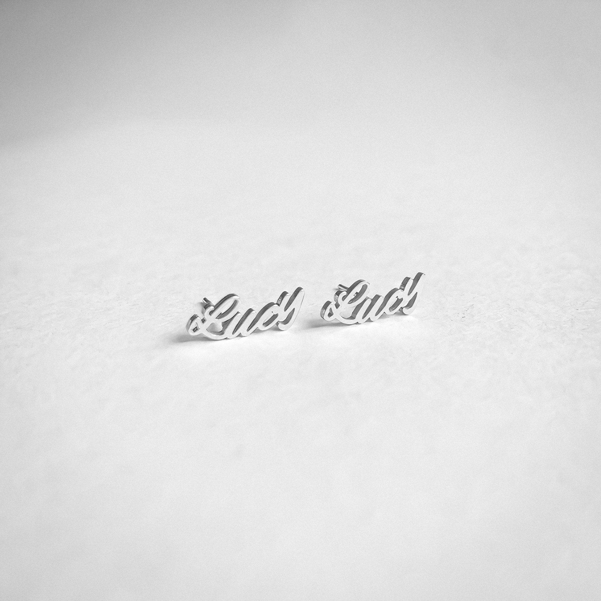 Personalised Signus Name Earrings - Custom Handwritten Gold & Silver Studs - Image 3