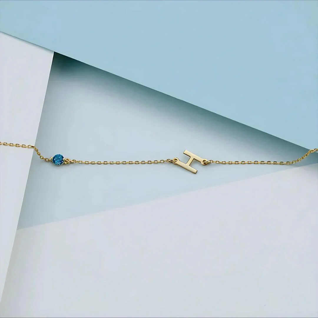 Personalised Birthstone Initial Gold and Silver Plated Bracelet – Elegant Custom Jewelry Gift - Image 3