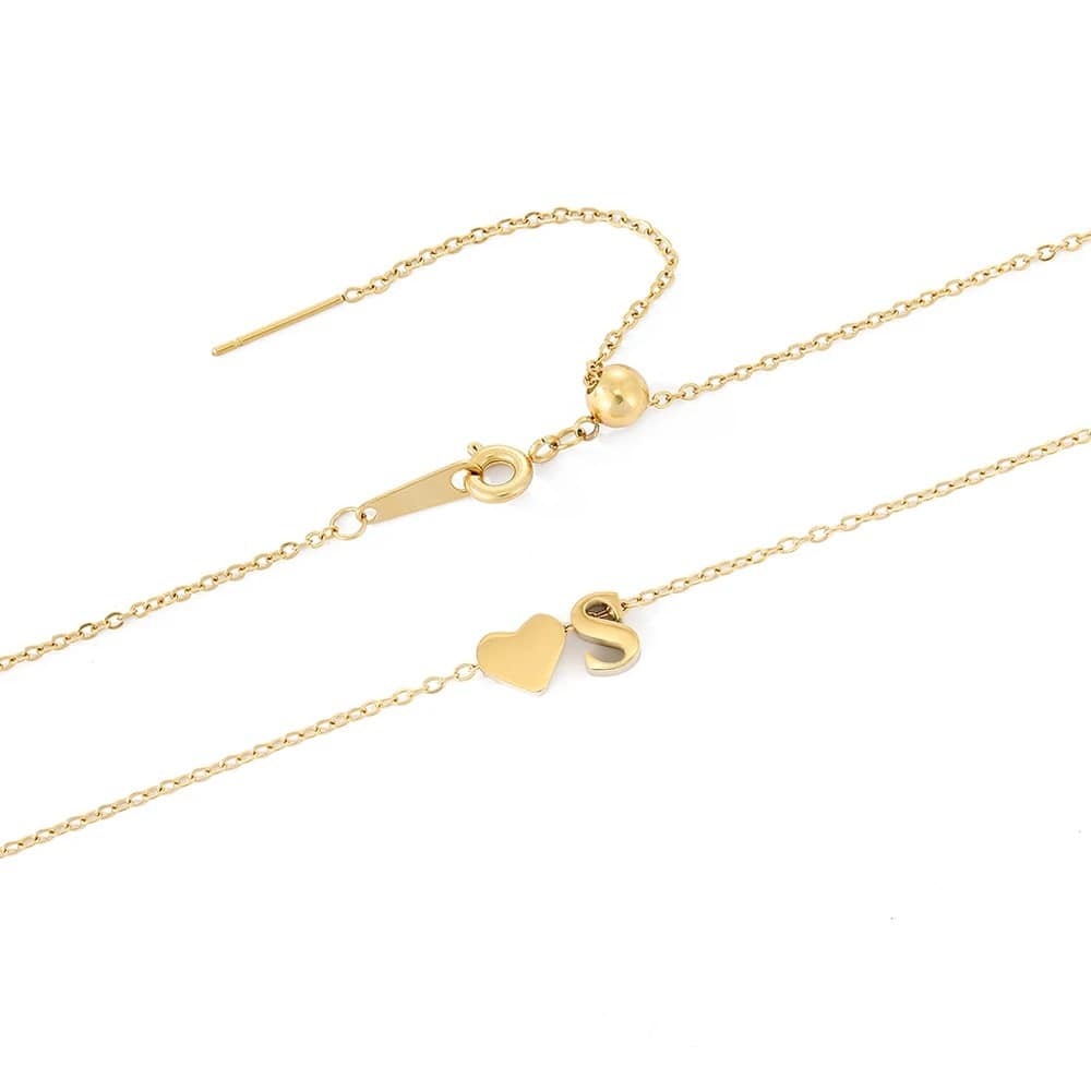 Personalized Sweet Heart Initial Bracelet with Adjustable Chain - Image 4
