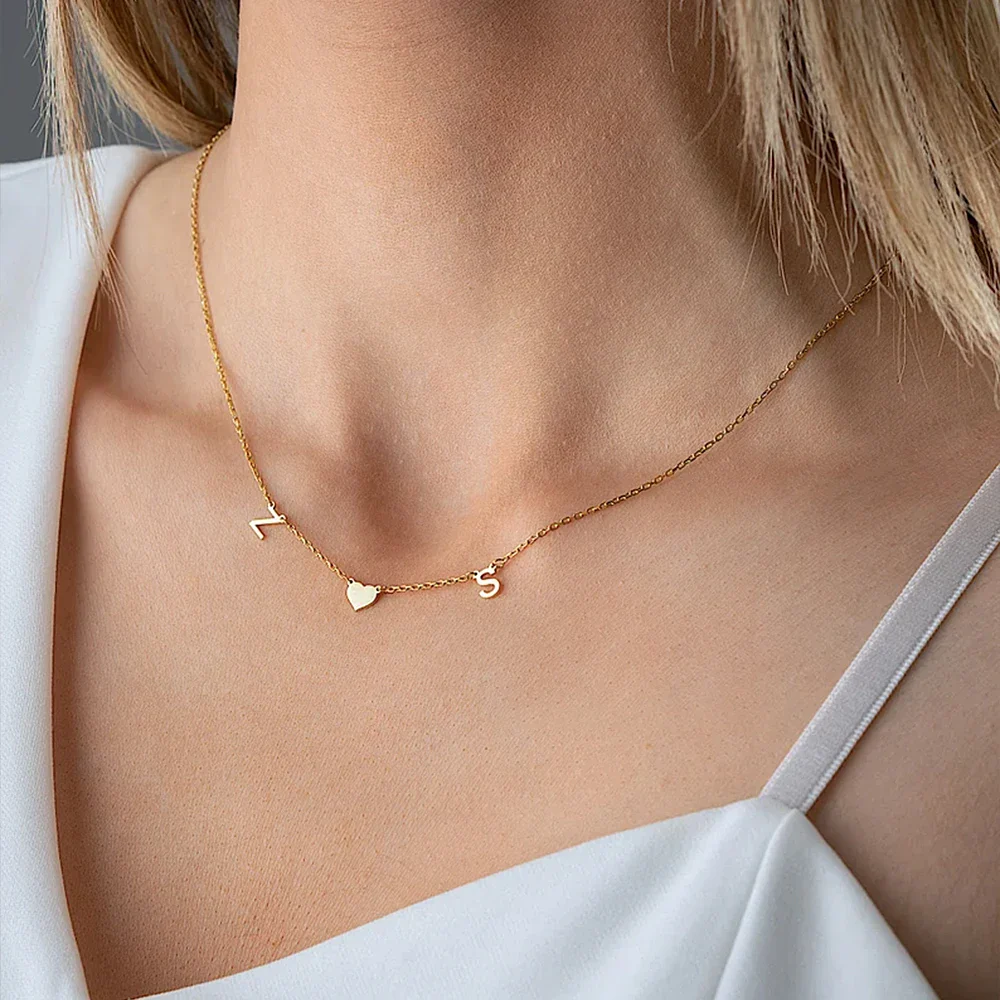 Personalized Letter Necklace – Custom Name Necklace for Women with Heart & Butterfly Pendant - Image 5