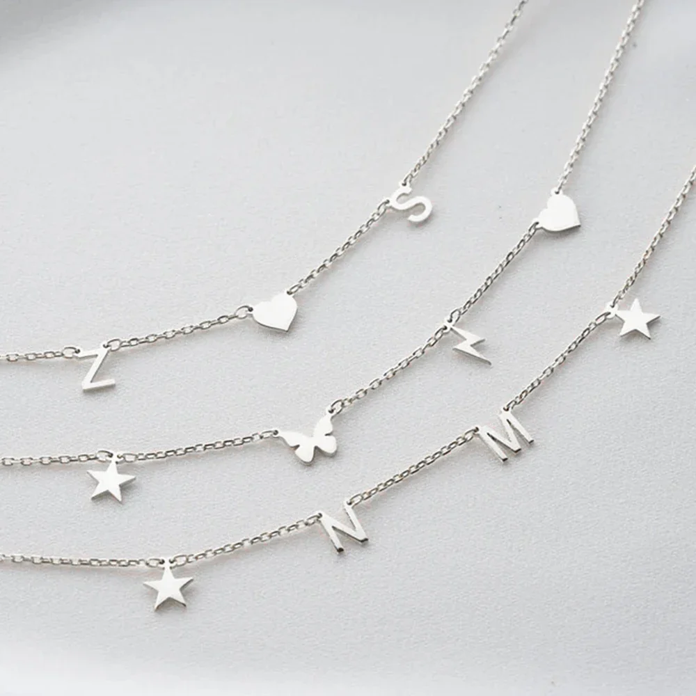 Personalized Letter Necklace – Custom Name Necklace for Women with Heart & Butterfly Pendant - Image 6