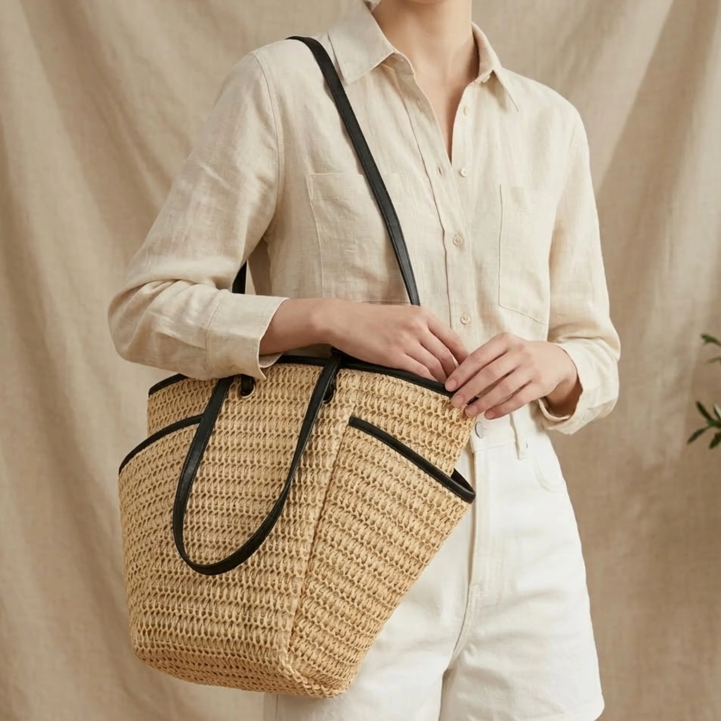 Phoenix Eye Straw Beach Shoulder Bag – Sustainable Bag - Image 5