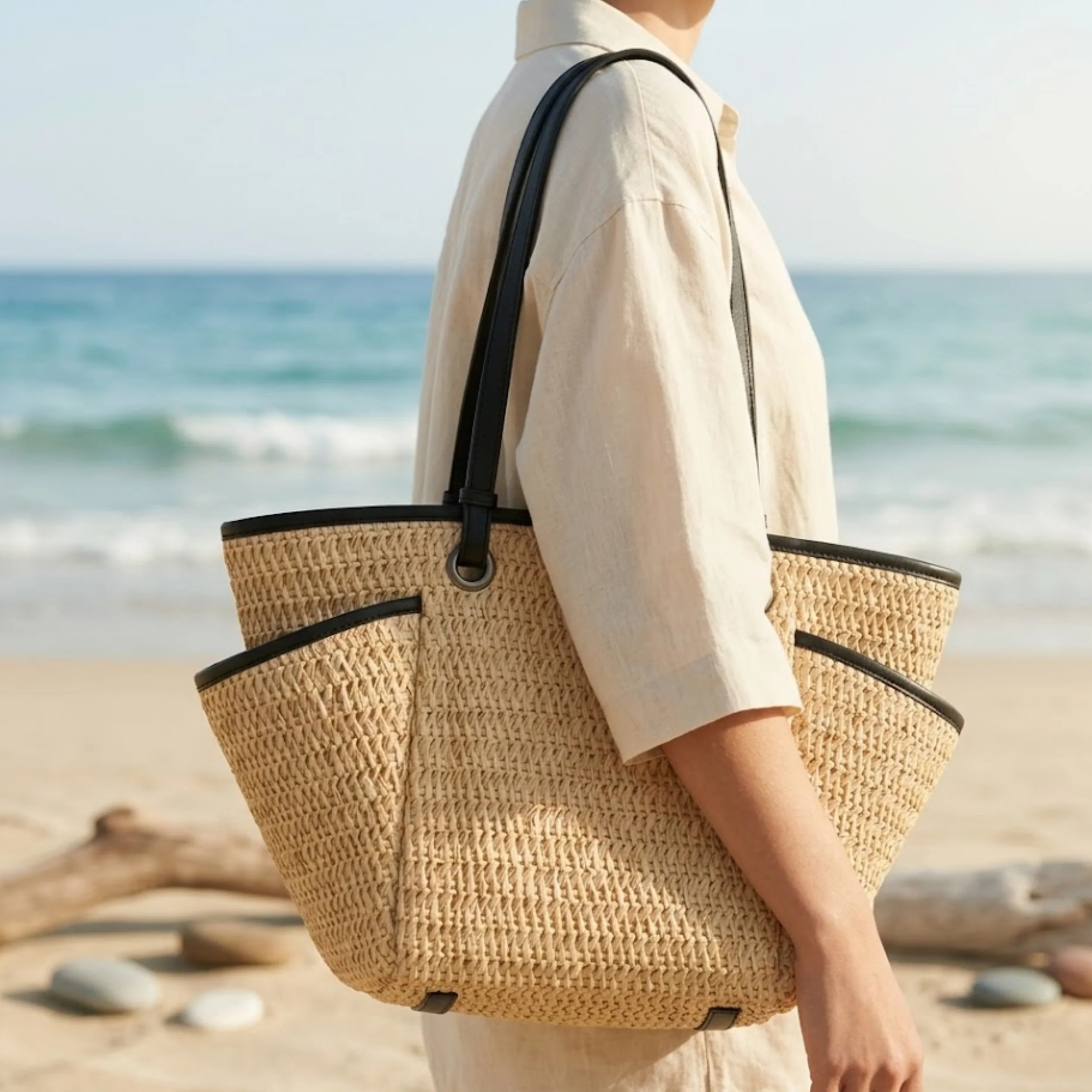 Phoenix Eye Straw Beach Shoulder Bag – Sustainable Bag - Image 6