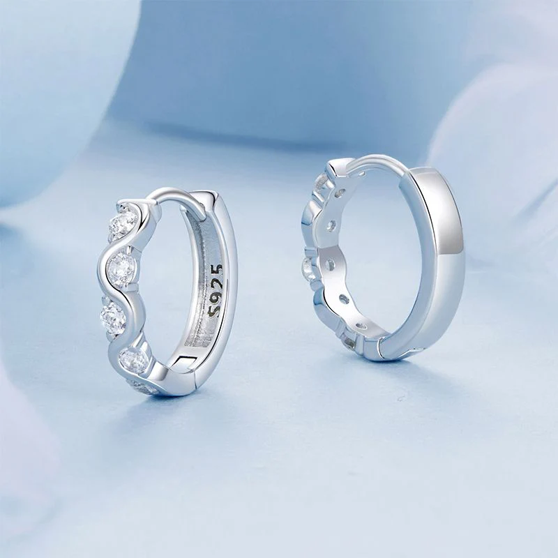 Radiant Wave Sparkle Hoop Earrings