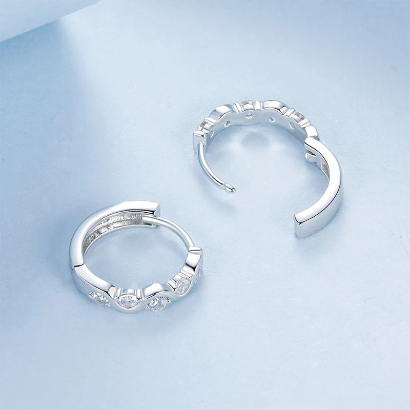 Radiant Wave Sparkle Hoop Earrings - Image 4