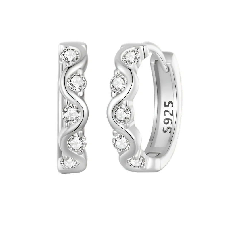 Radiant Wave Sparkle Hoop Earrings - Image 5