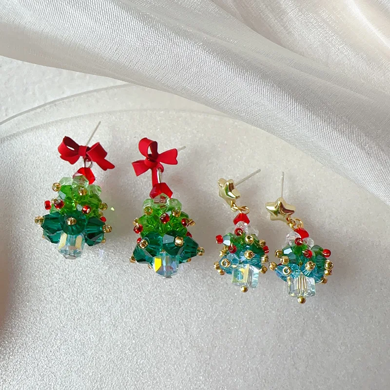 Red and Green Christmas Tree Earrings - Image 3