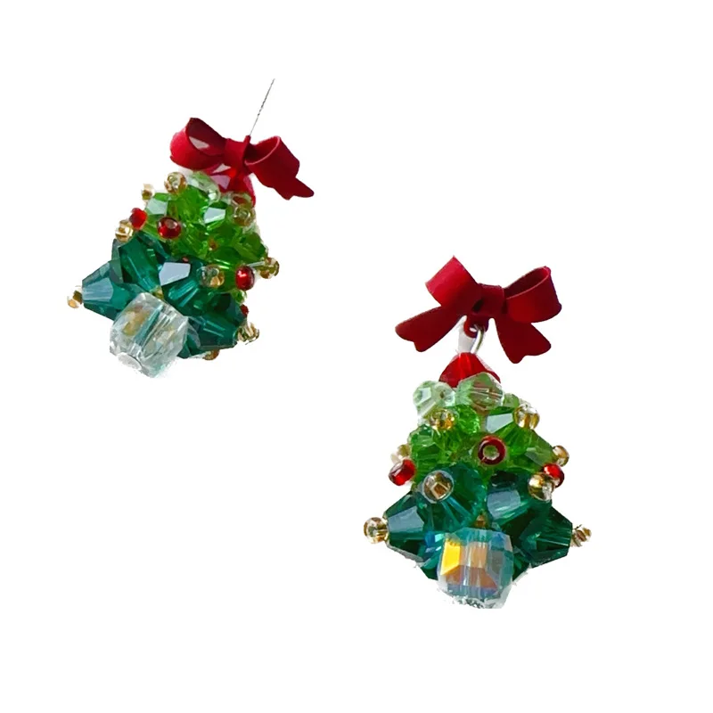Red and Green Christmas Tree Earrings - Image 4
