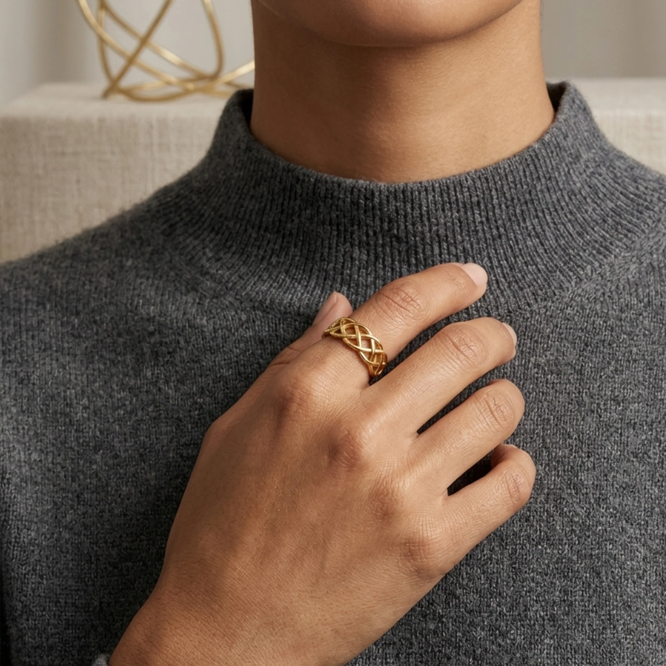 Reynia Interlace Gold Ring - Image 4