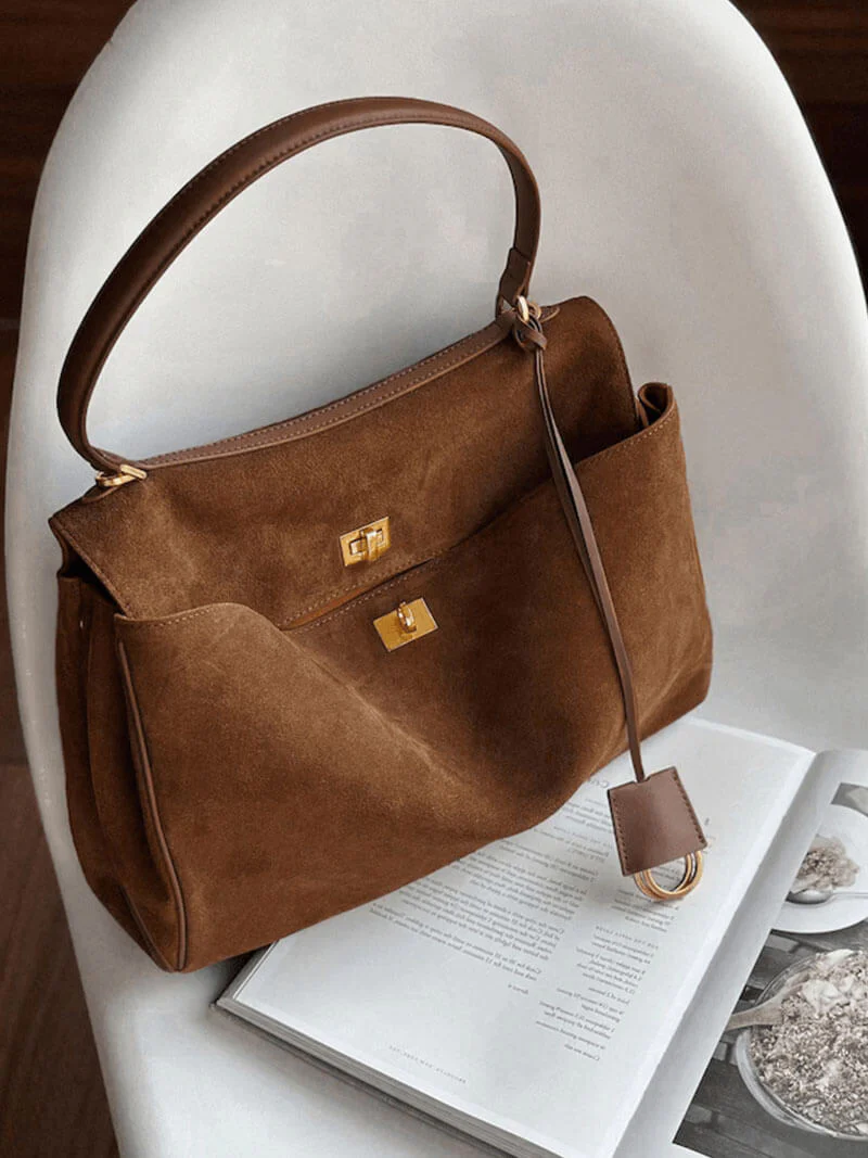 Elarna Vegan Suede Chic Handbag - Image 9