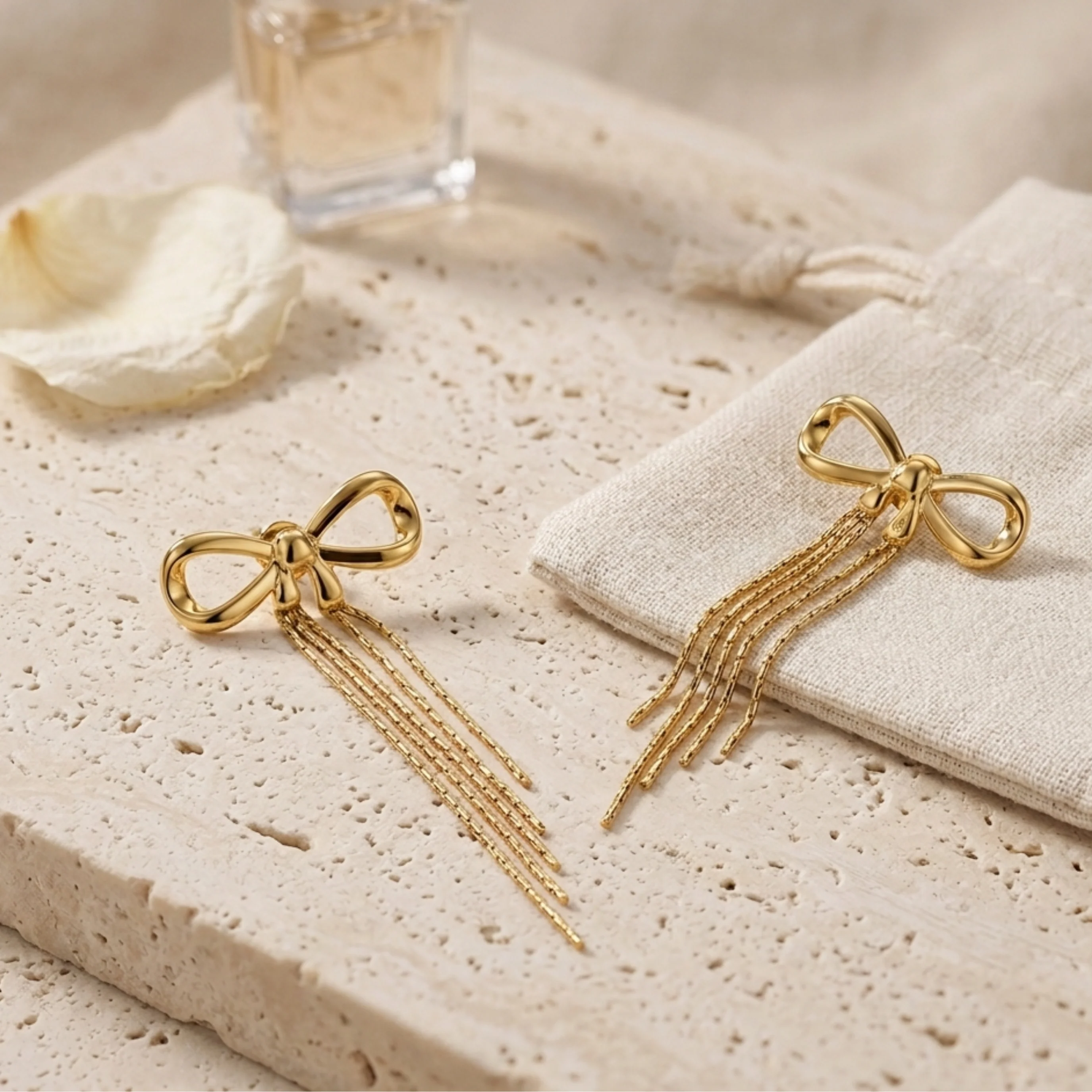 Ruvora Bow & Tassel Charm Earrings - Image 5
