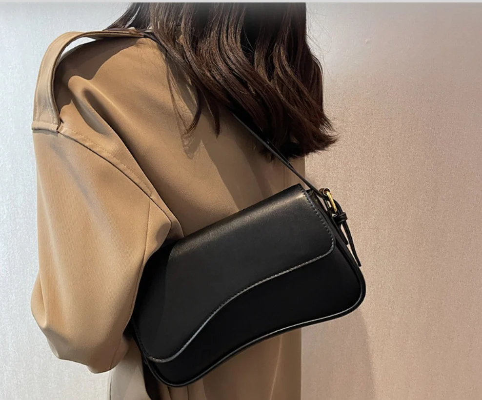 Saraya Crescent Vegan Leather Shoulder Bag - Image 6