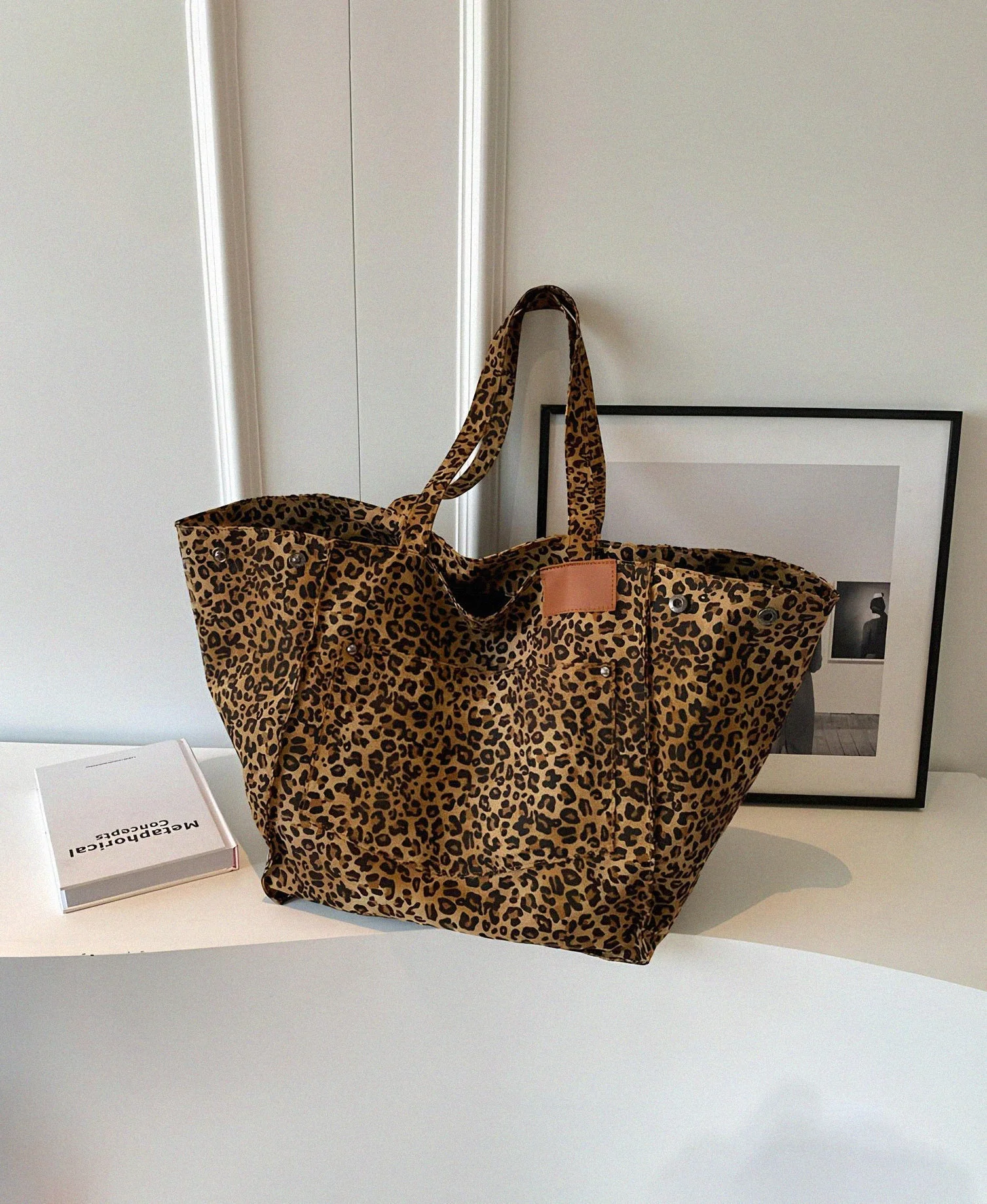 Savanna Luxe Oversized Leopard Canvas Tote - Image 4