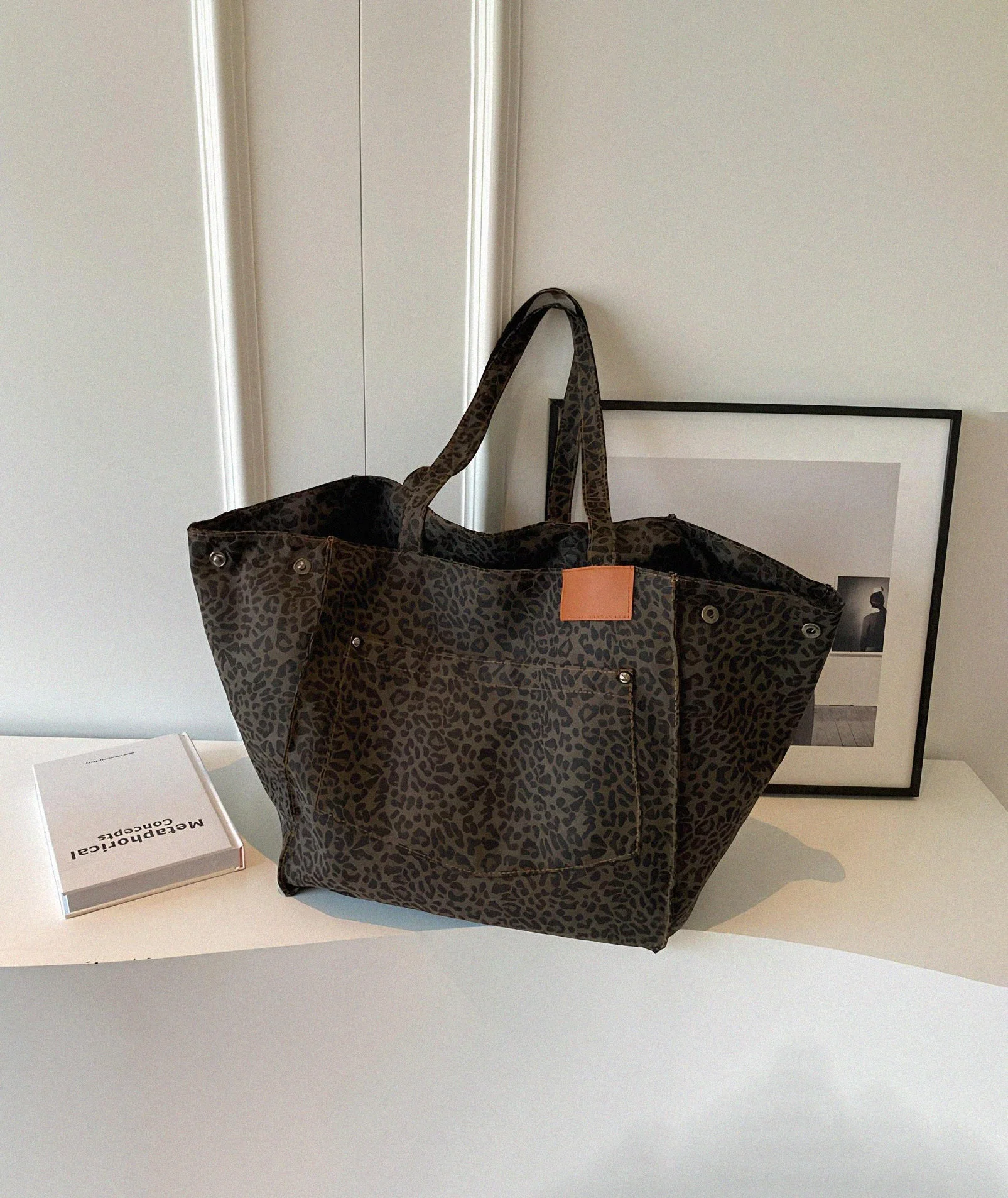 Savanna Luxe Oversized Leopard Canvas Tote - Image 5