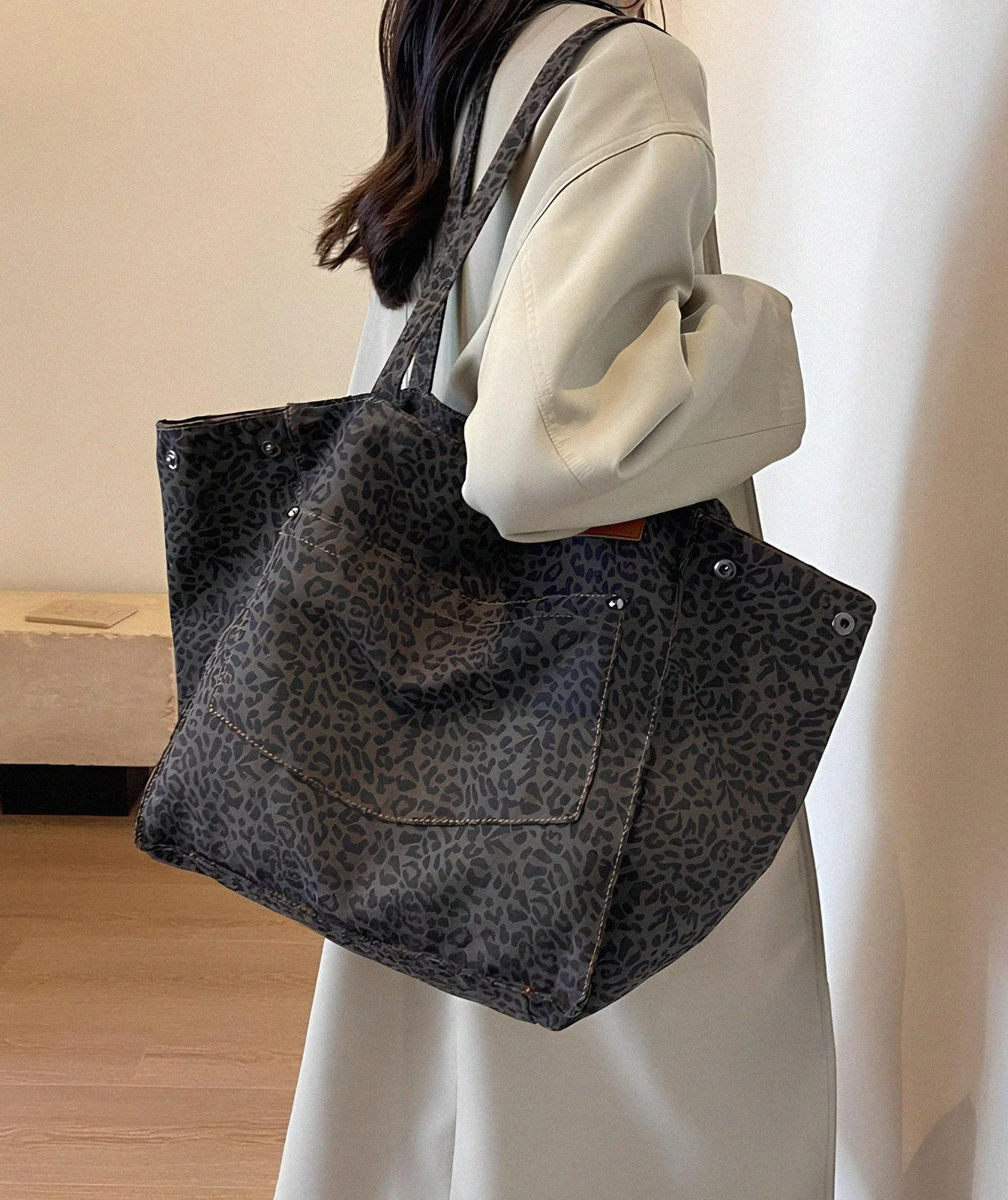 Savanna Luxe Oversized Leopard Canvas Tote - Image 6