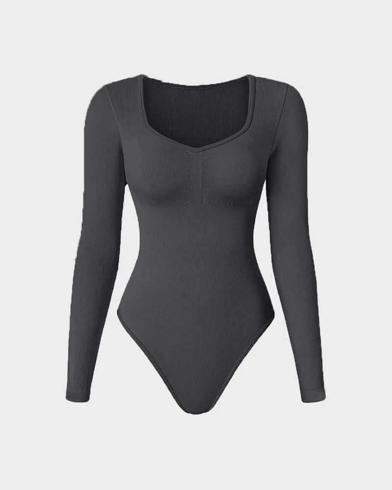 Seamless Long Sleeve V-Neck Bodysuit - Image 4
