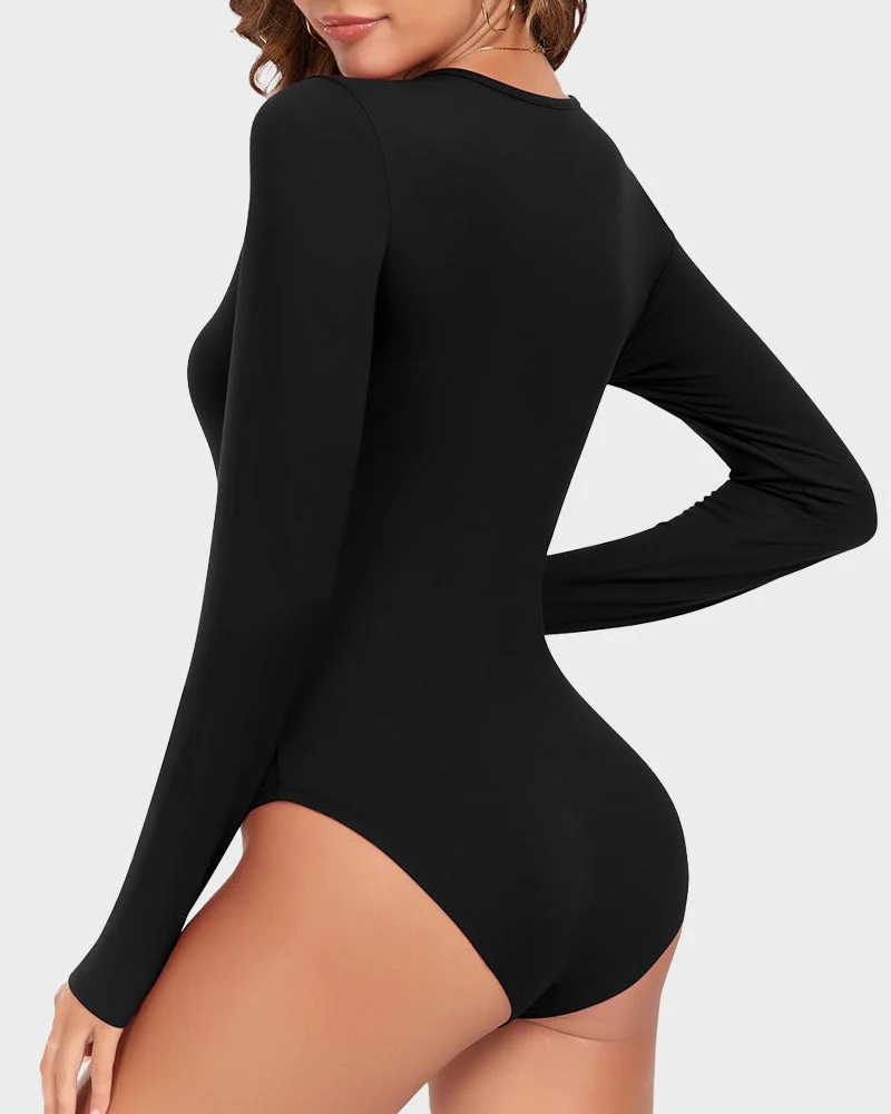 Seamless Long Sleeve V-Neck Bodysuit - Image 6