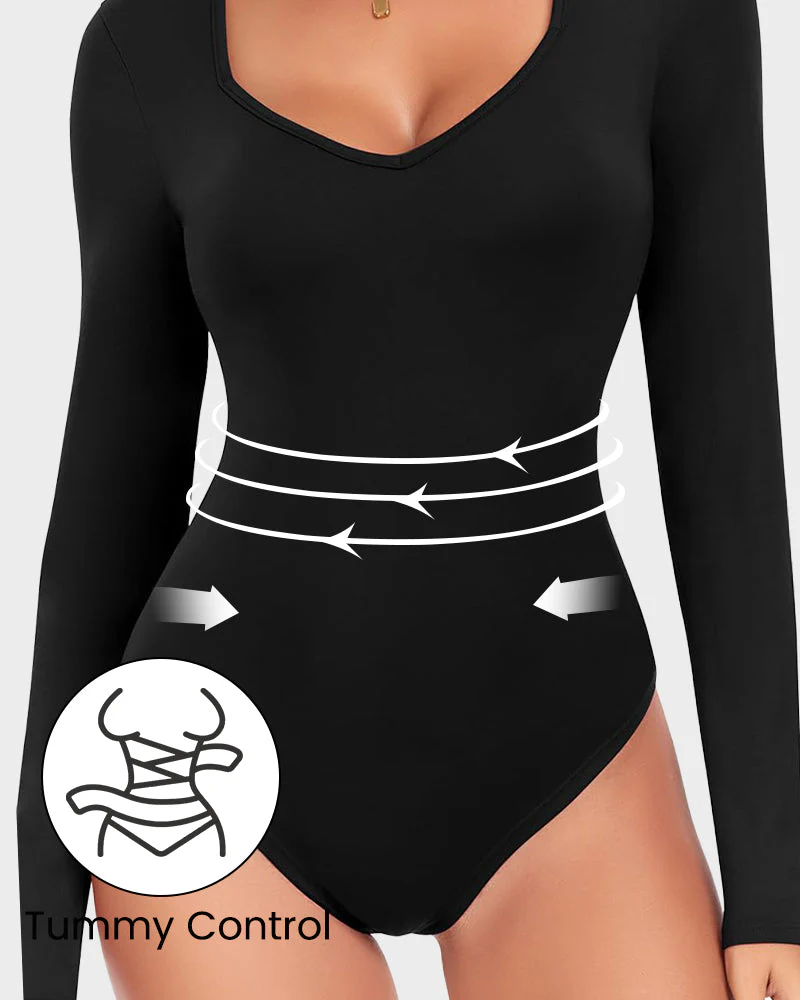 Seamless Long Sleeve V-Neck Bodysuit - Image 8