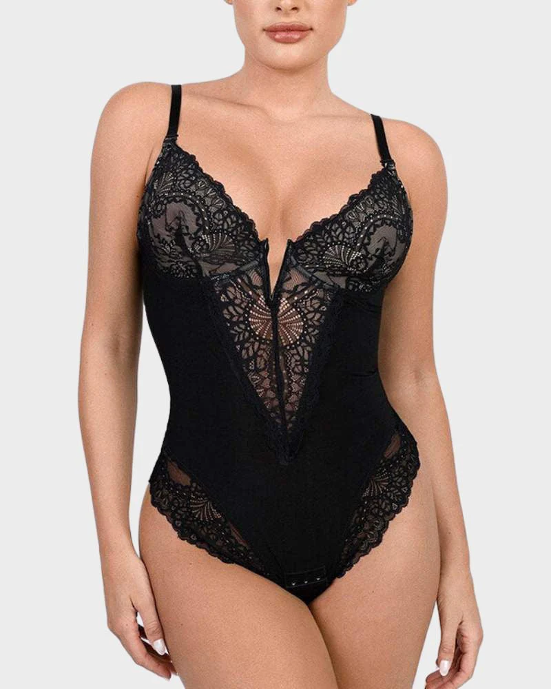 Elegant Lace Deep V-Neck Bodysuit - Image 7