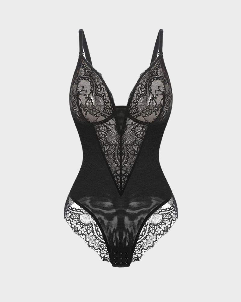 Elegant Lace Deep V-Neck Bodysuit - Image 8