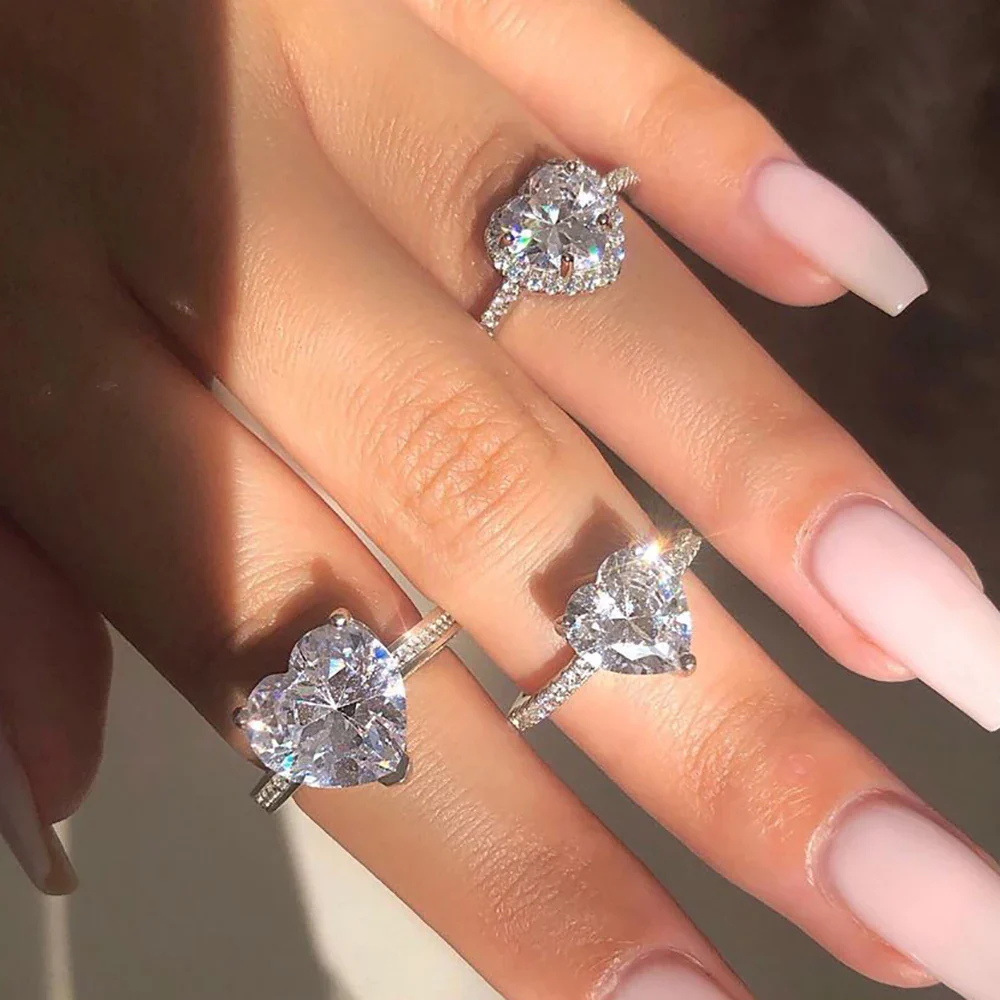 Single Stone Heart Diamond Cut Promise Ring - Image 2