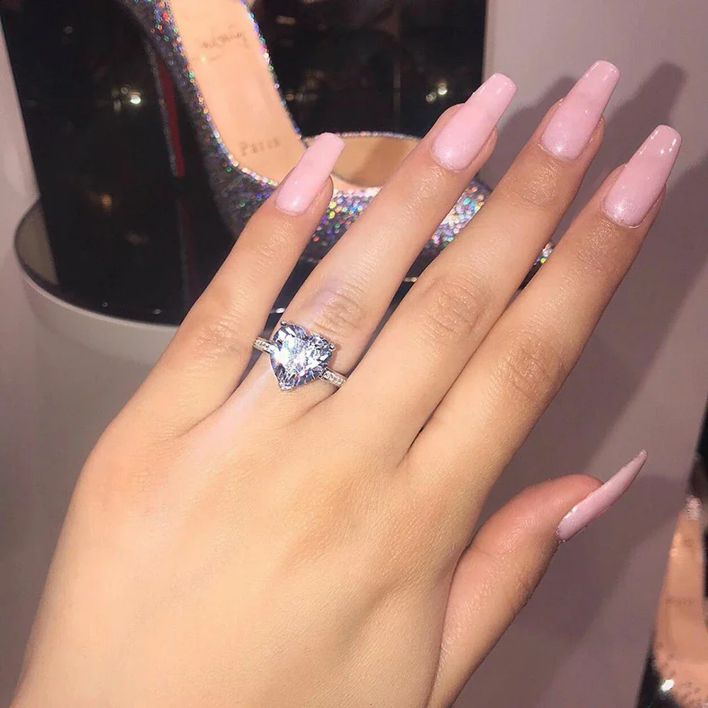 Single Stone Heart Diamond Cut Promise Ring - Image 3