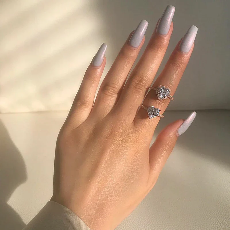 Single Stone Heart Diamond Cut Promise Ring - Image 4