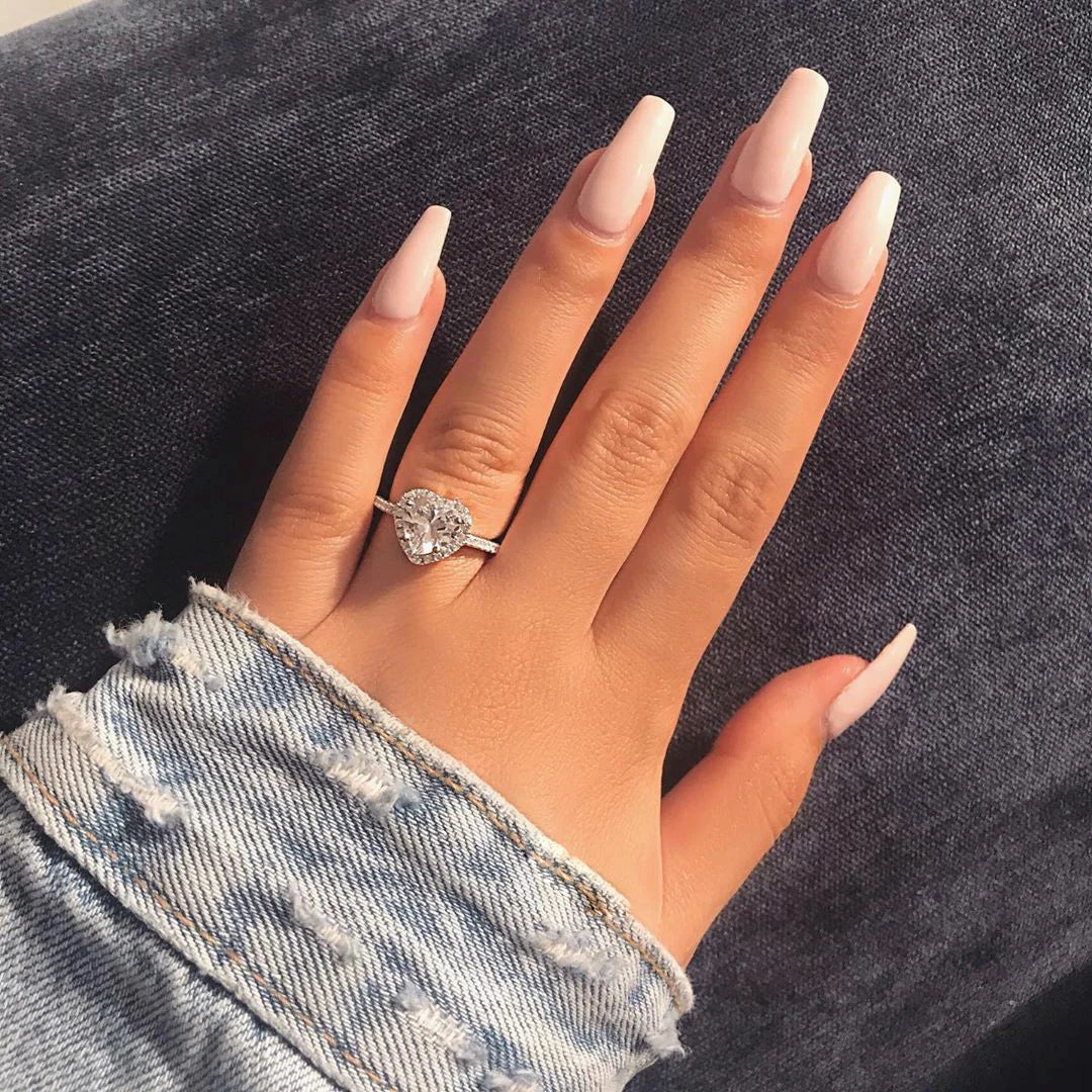 Single Stone Heart Diamond Cut Promise Ring - Image 5