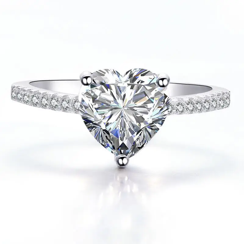 Single Stone Heart Diamond Cut Promise Ring - Image 6