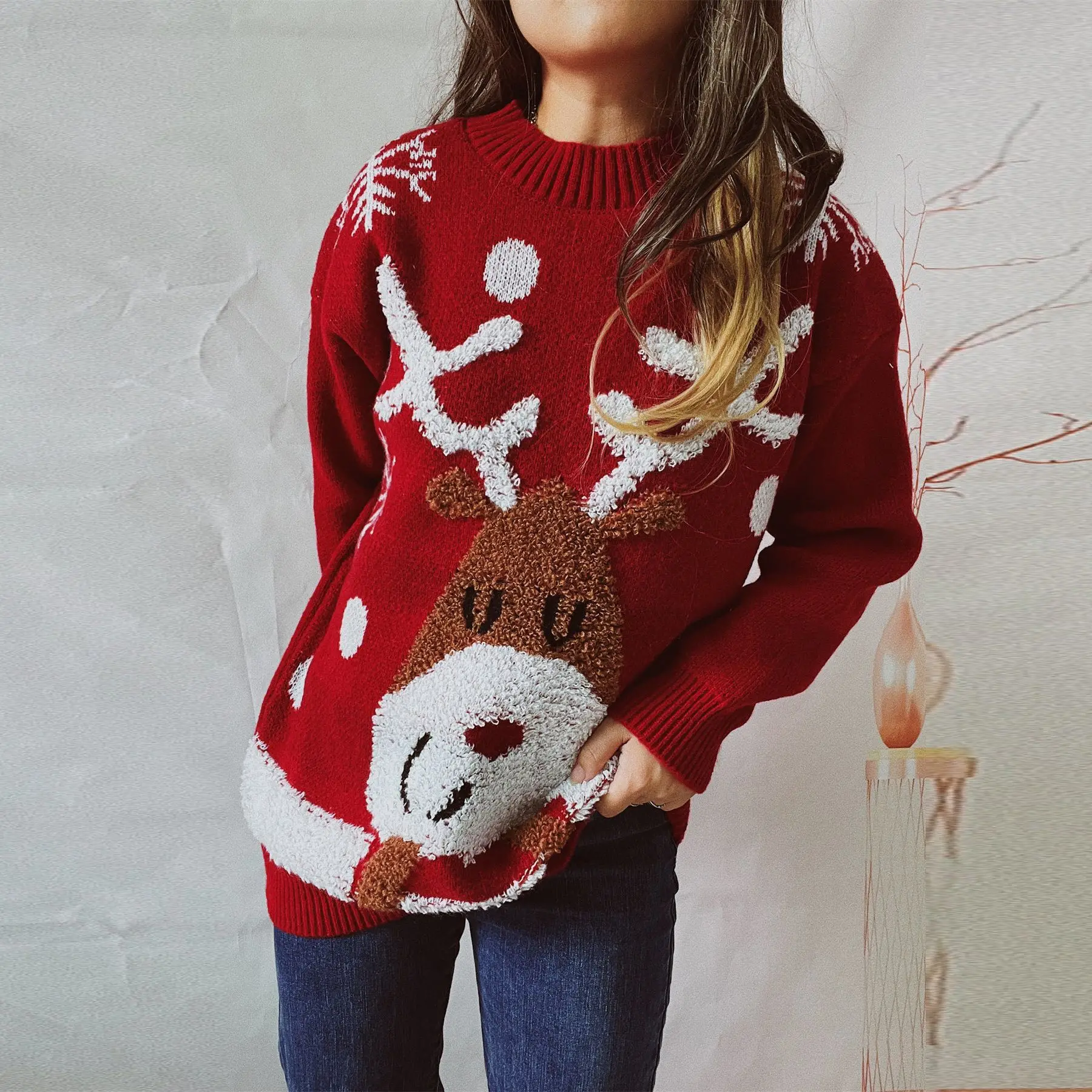 Smiling Elk Christmas Sweater - Image 3