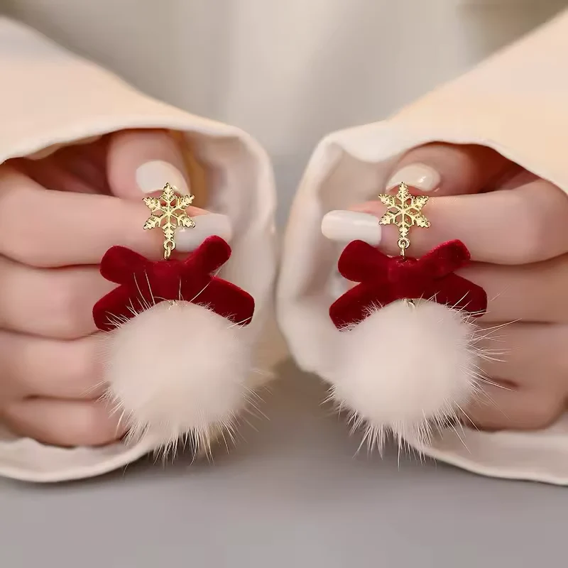 Snowflake Elk Holiday Charm Earrings - Image 3